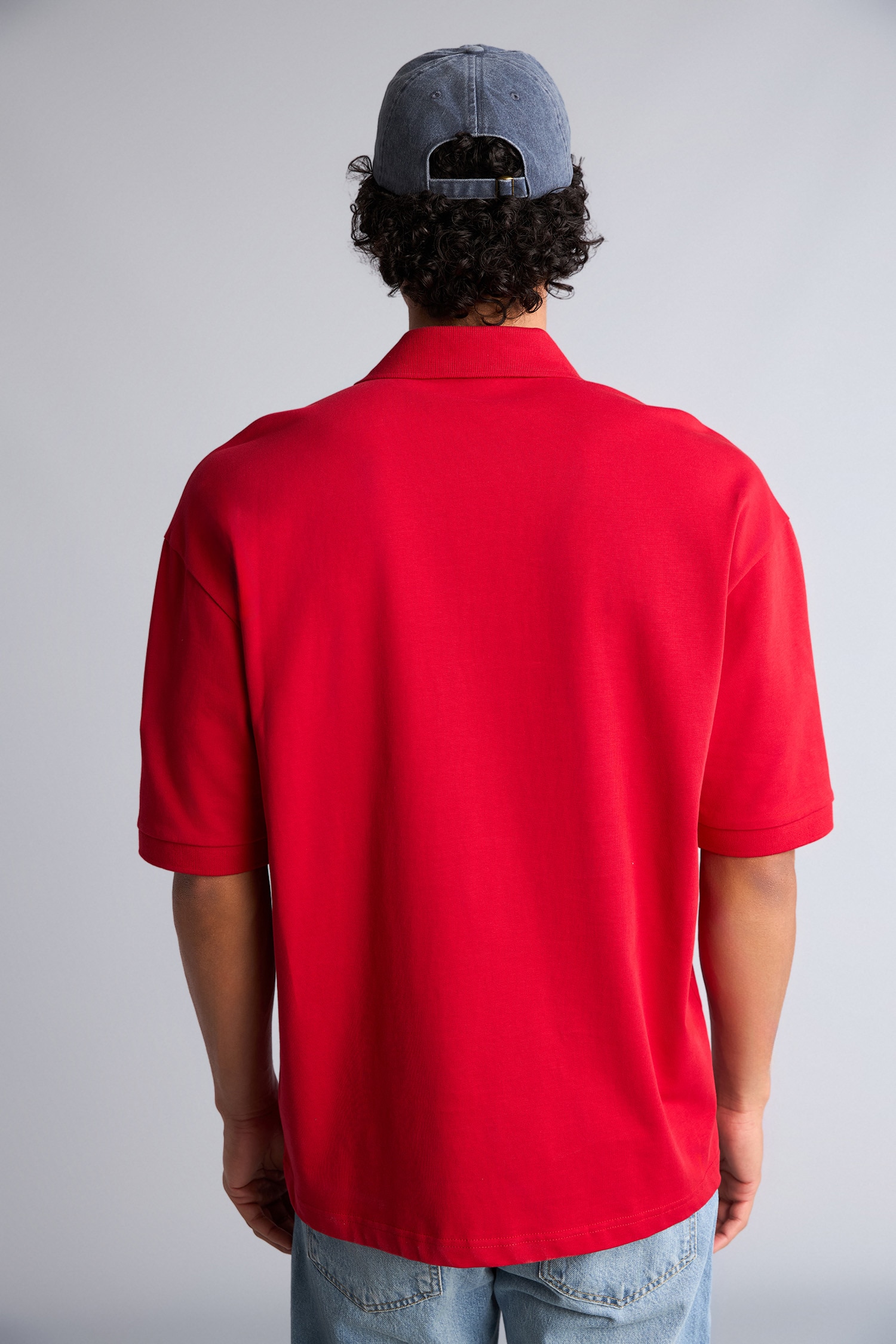 DeFacto %100 Pamuk Loose Fit Baskılı Polo Tişört görsel 5