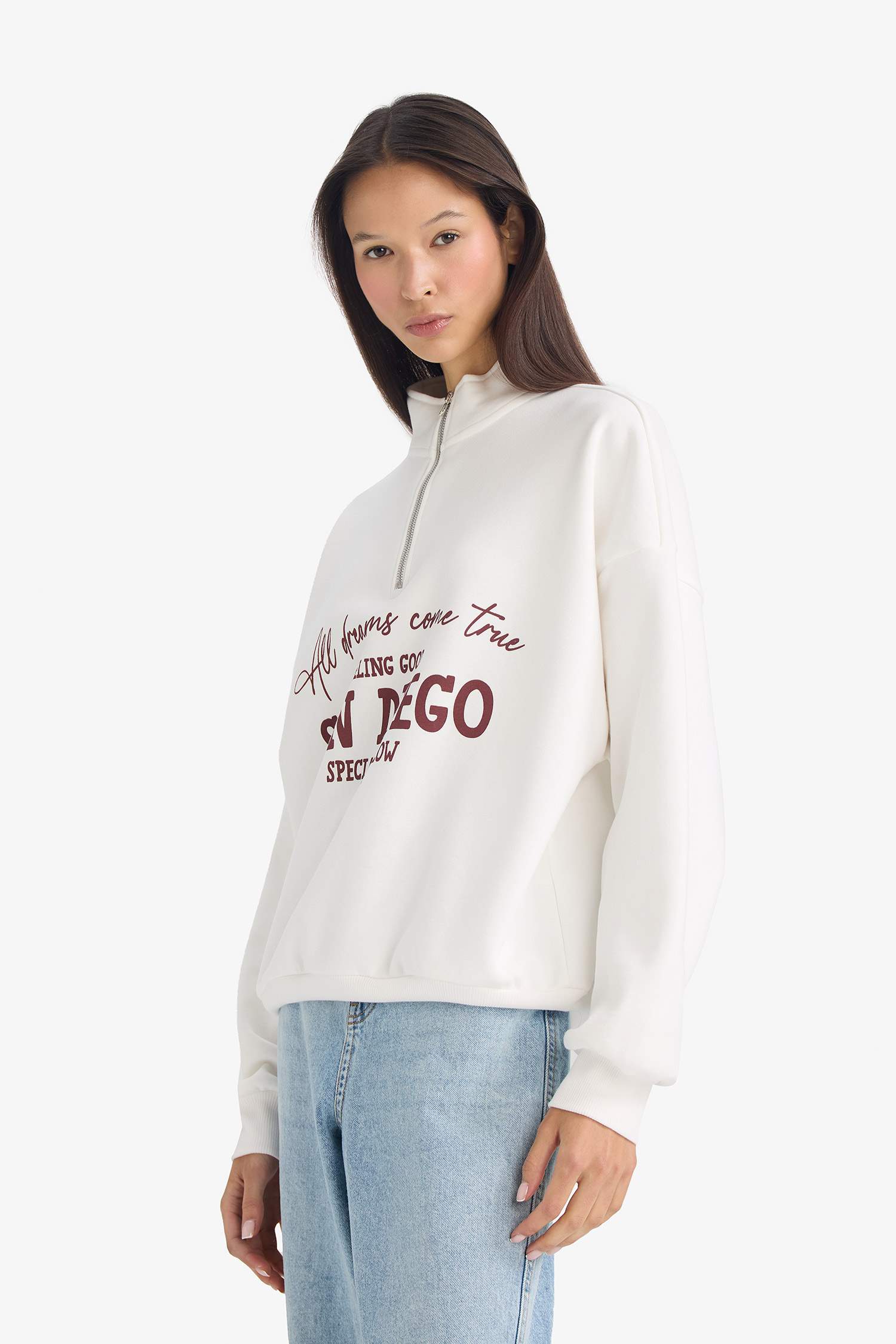 Oversize Fit Printed Long Sleeve Sweatshirt