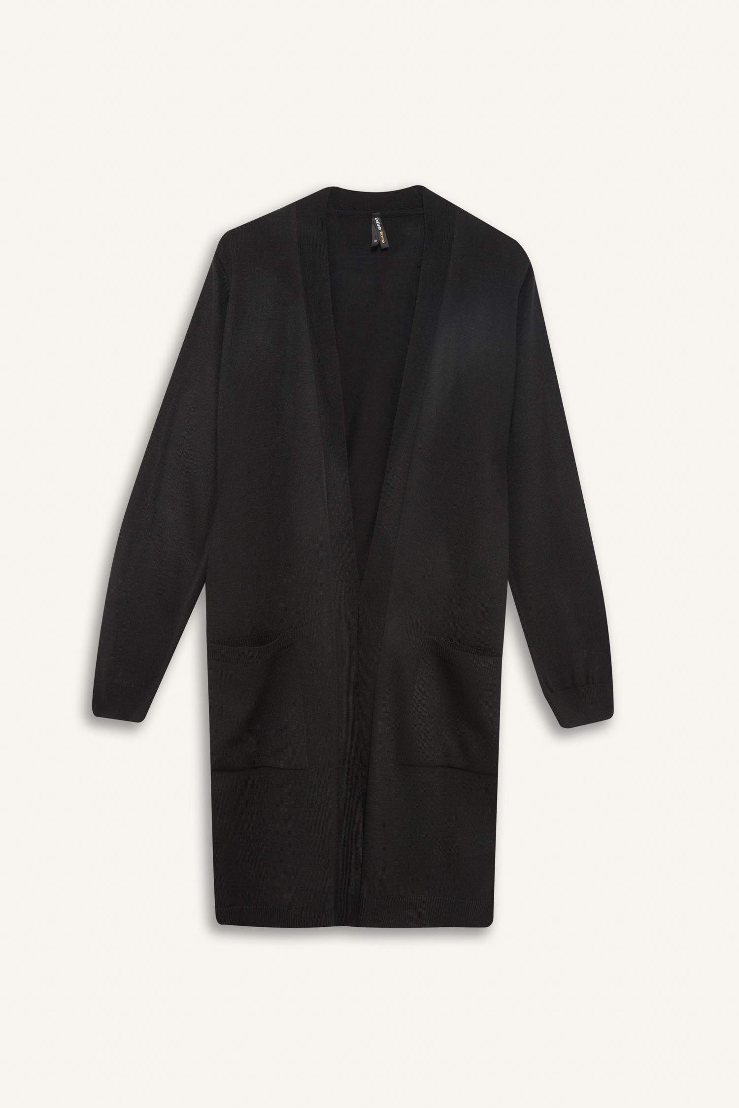 سترة قصة عادية بياقة V بجيب مزدوج