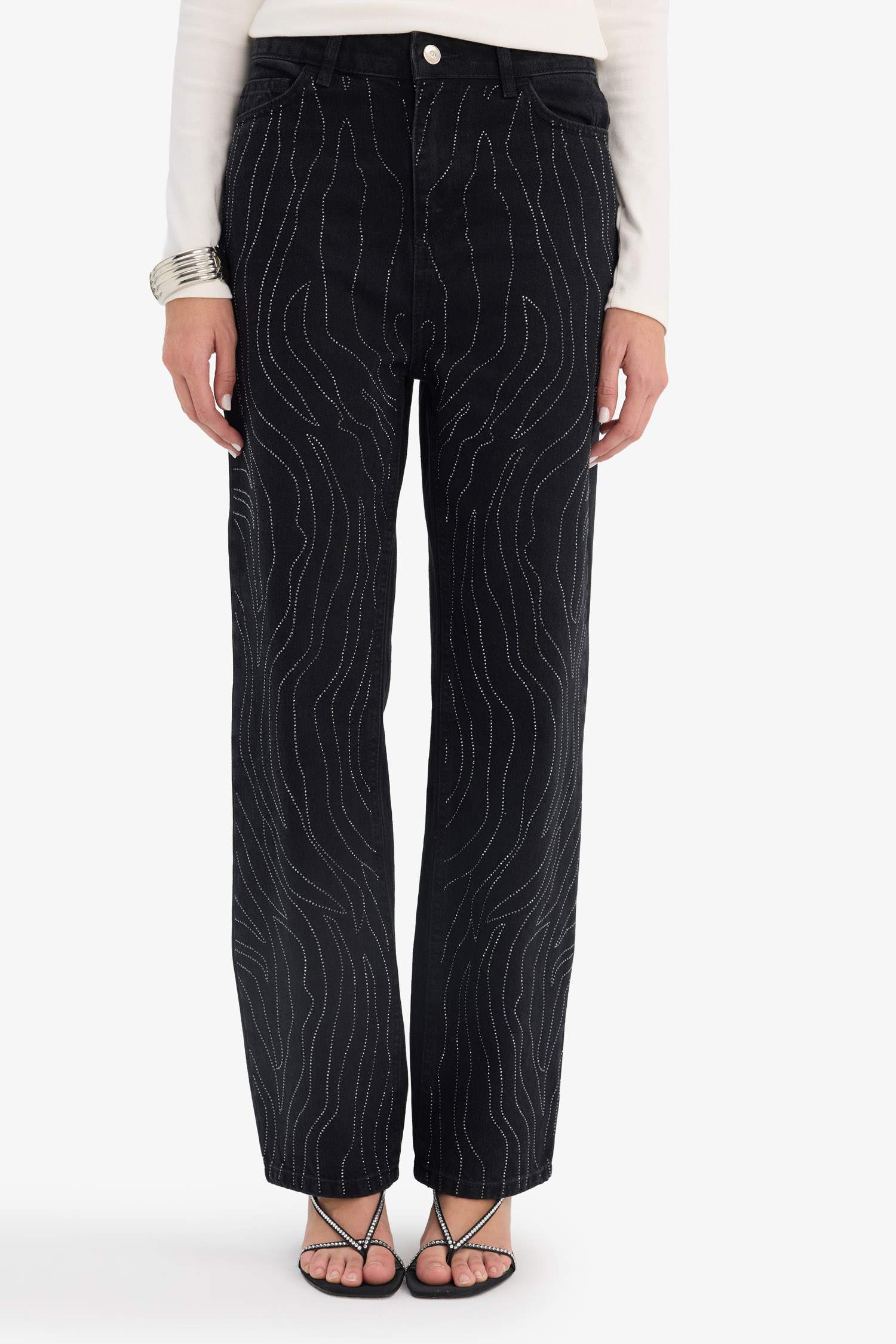 Straight Fit Yüksek Bel Bilek Boy Jean Pantolon