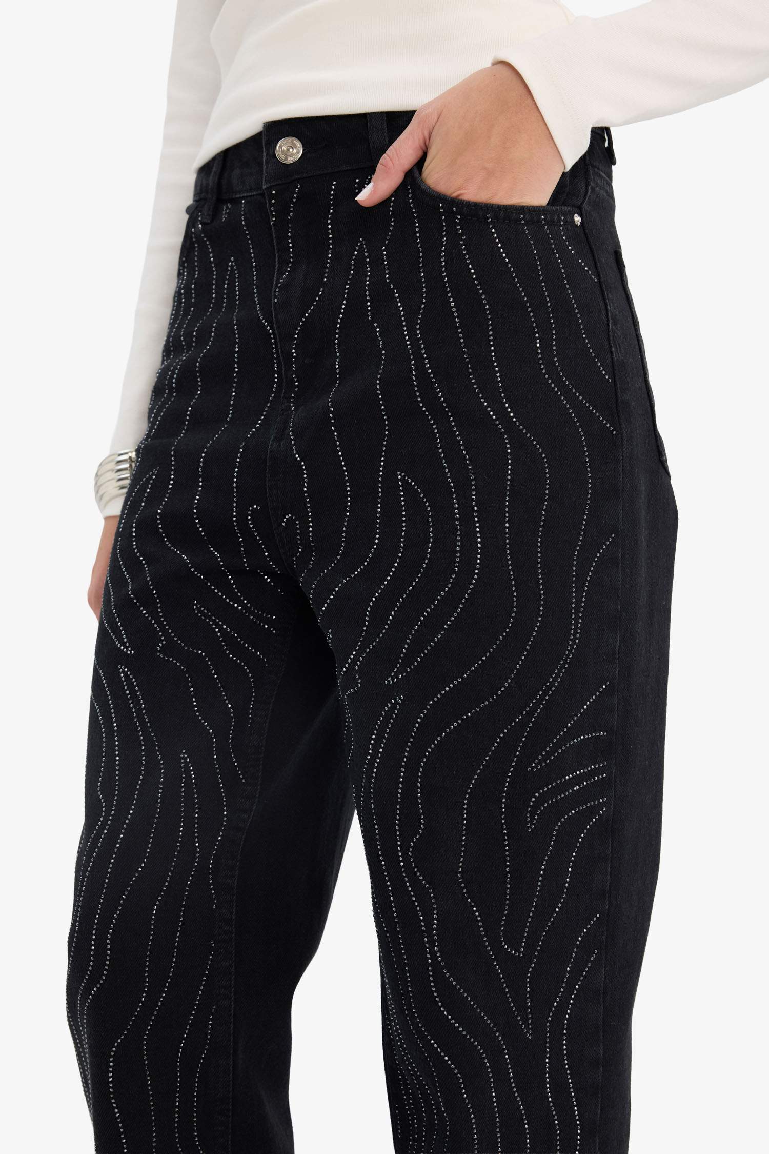 Straight Fit Yüksek Bel Bilek Boy Jean Pantolon