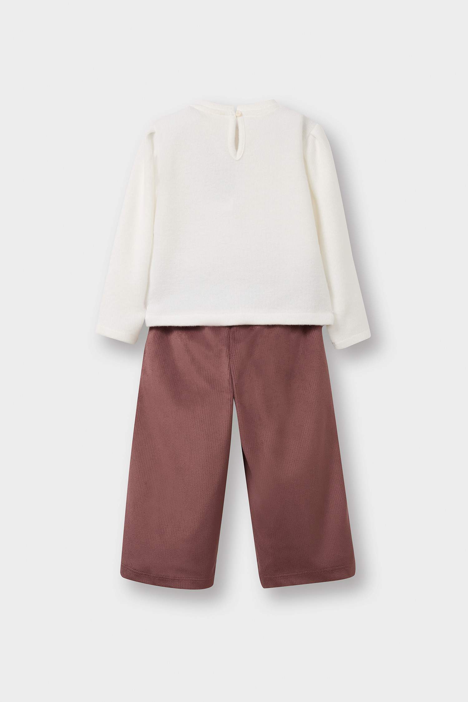 Kız Bebek 2'li Takım Baskılı Sweatshirt Süet Pantolon