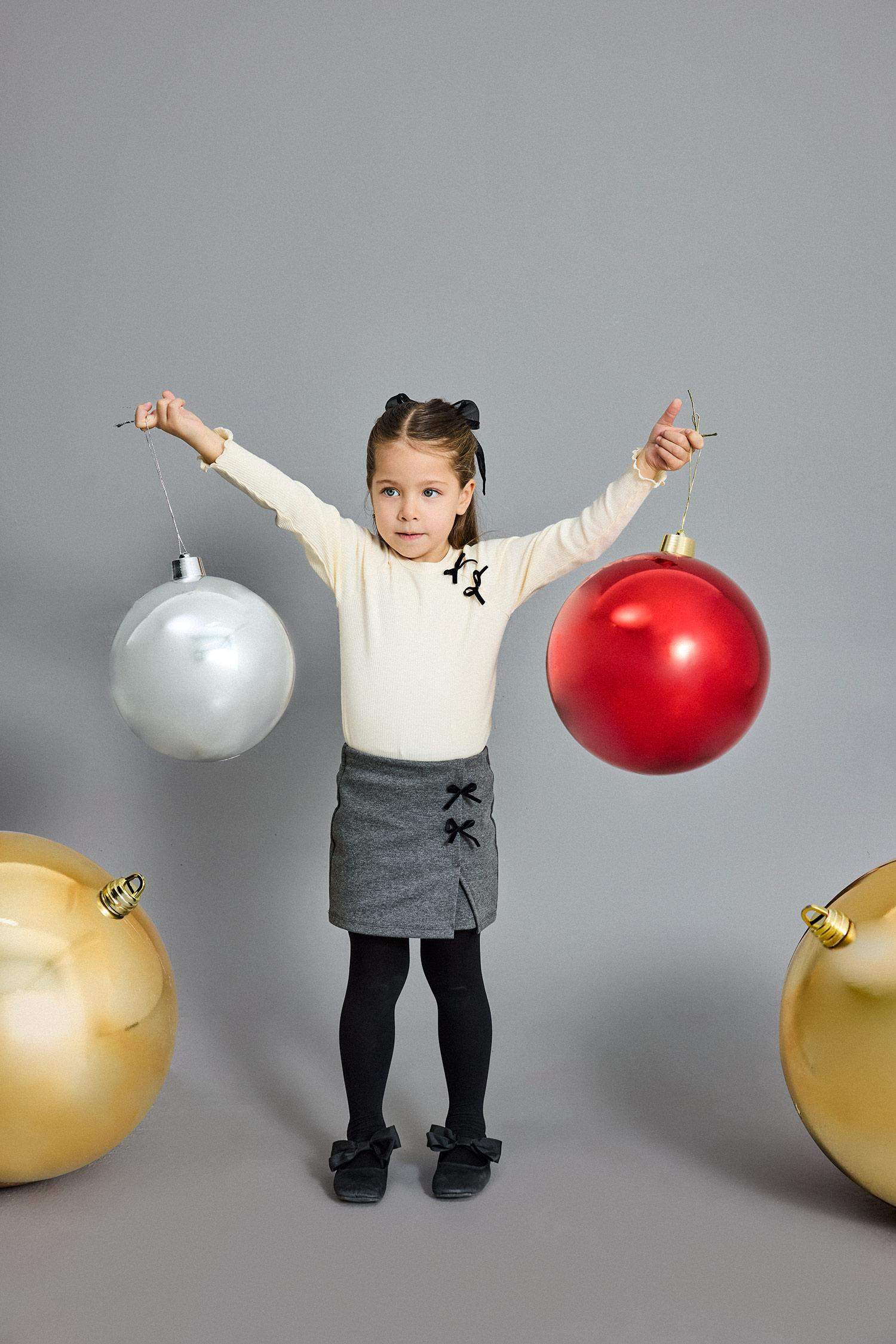 تيشيرت بيبي بناتي ردن طويل مضلع قصة عادية وطبعة كريسماس