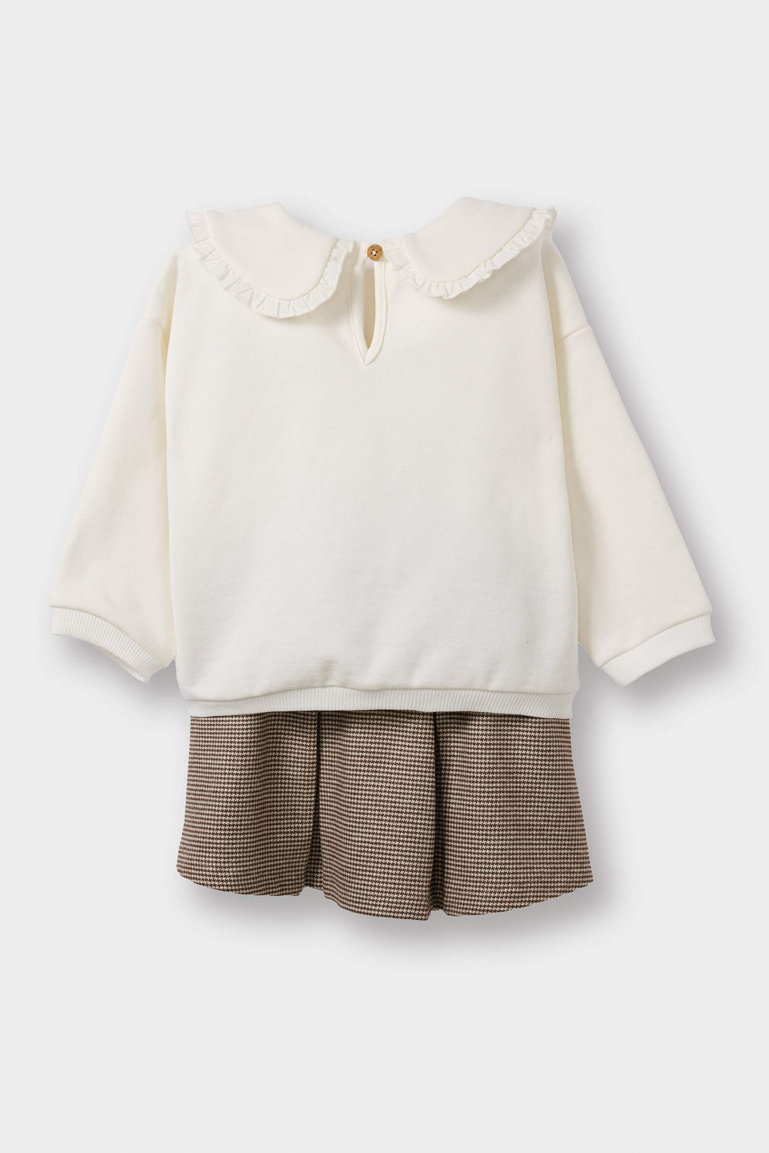 Kız Bebek 2'li Takım Büyük Yaka Sweatshirt Etek