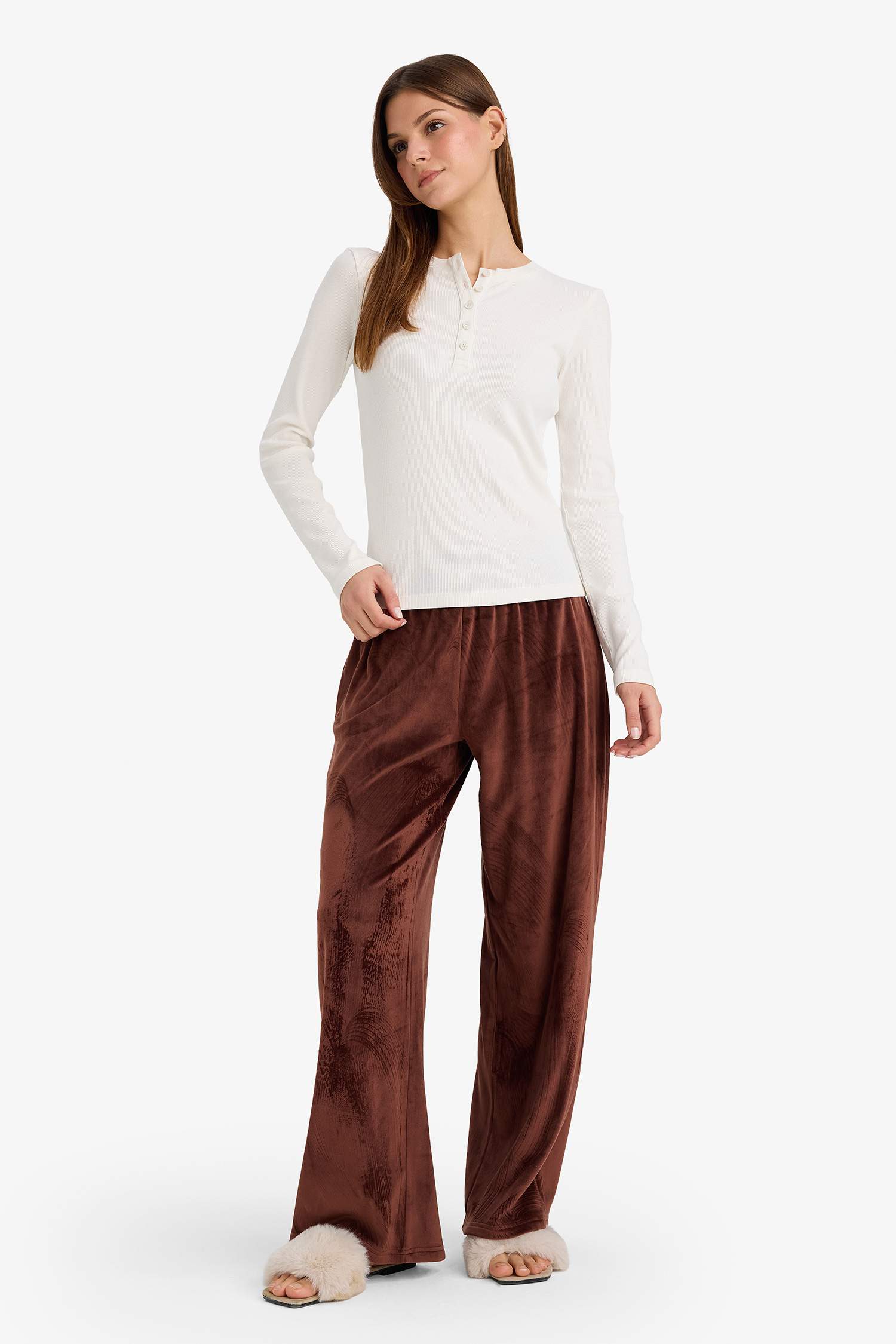 Regular Fit Velur Pijama Altı