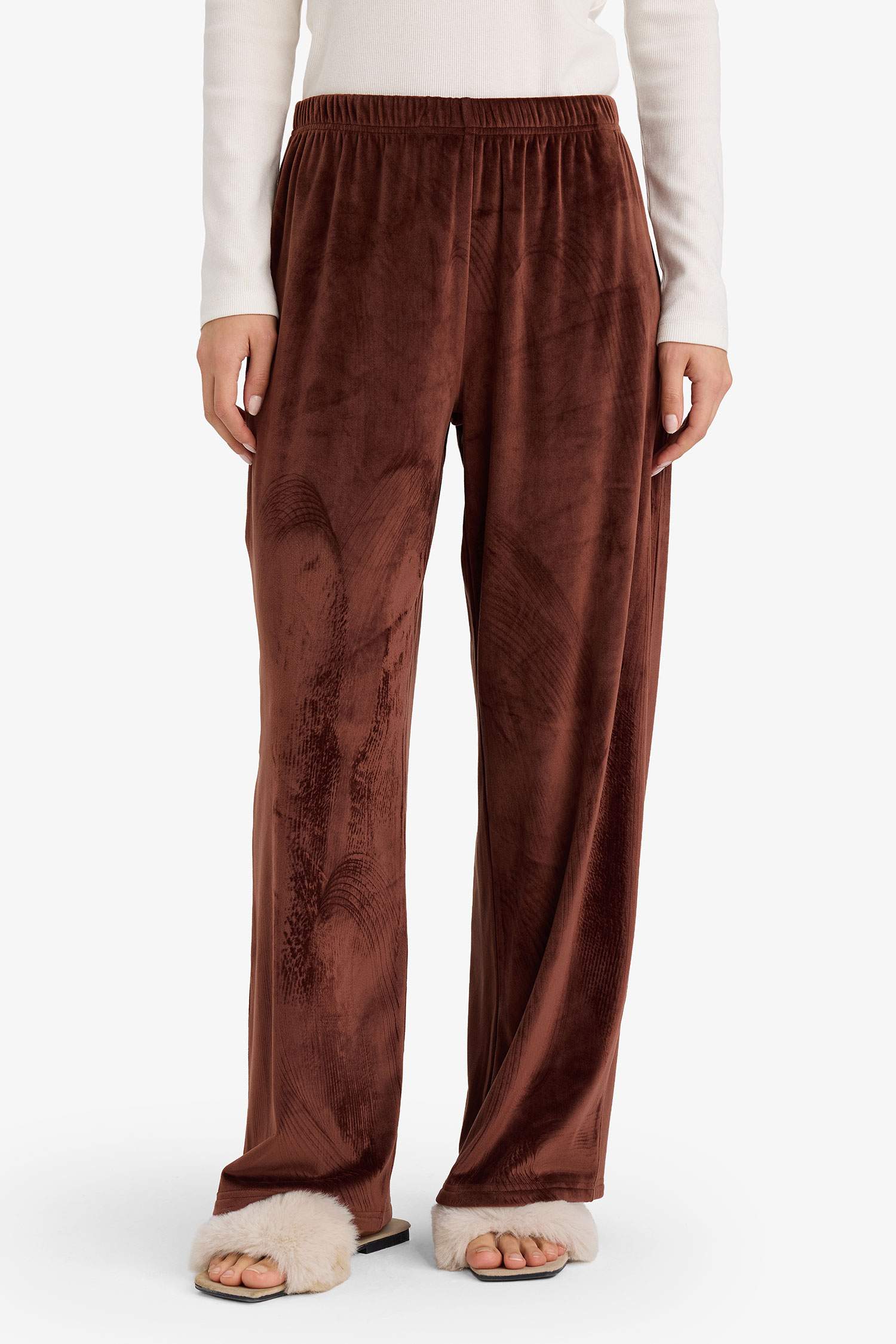 Regular Fit Velur Pijama Altı