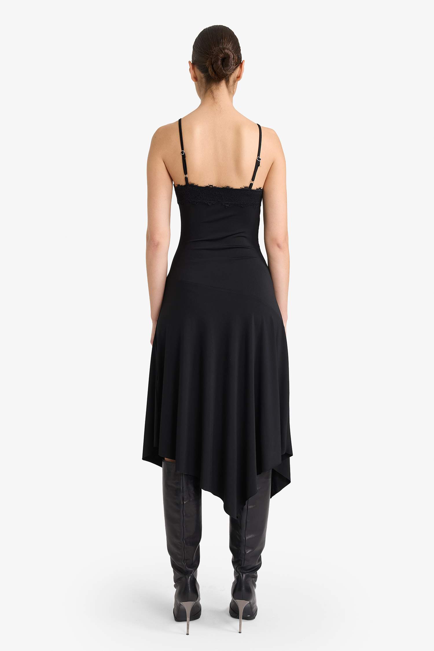 Yılbaşı Temalı A Kesim V Yaka Yırtmaçlı Askılı Midi Elbise