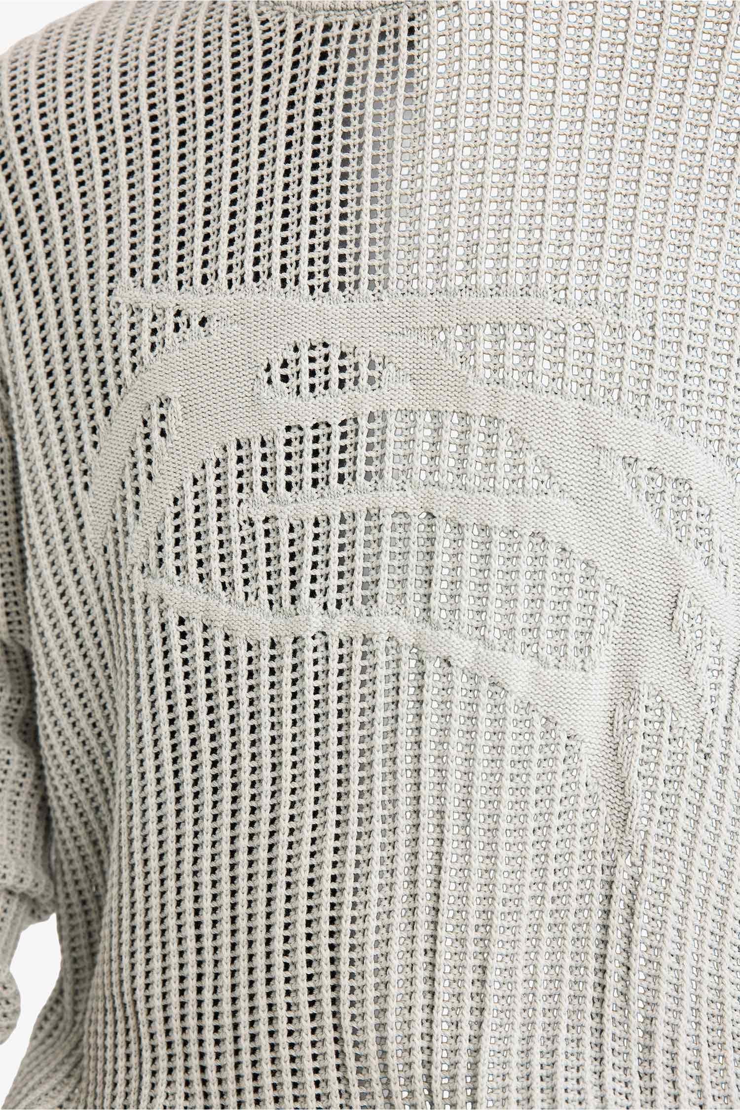 Crew Neck Openwork Knit Pullover