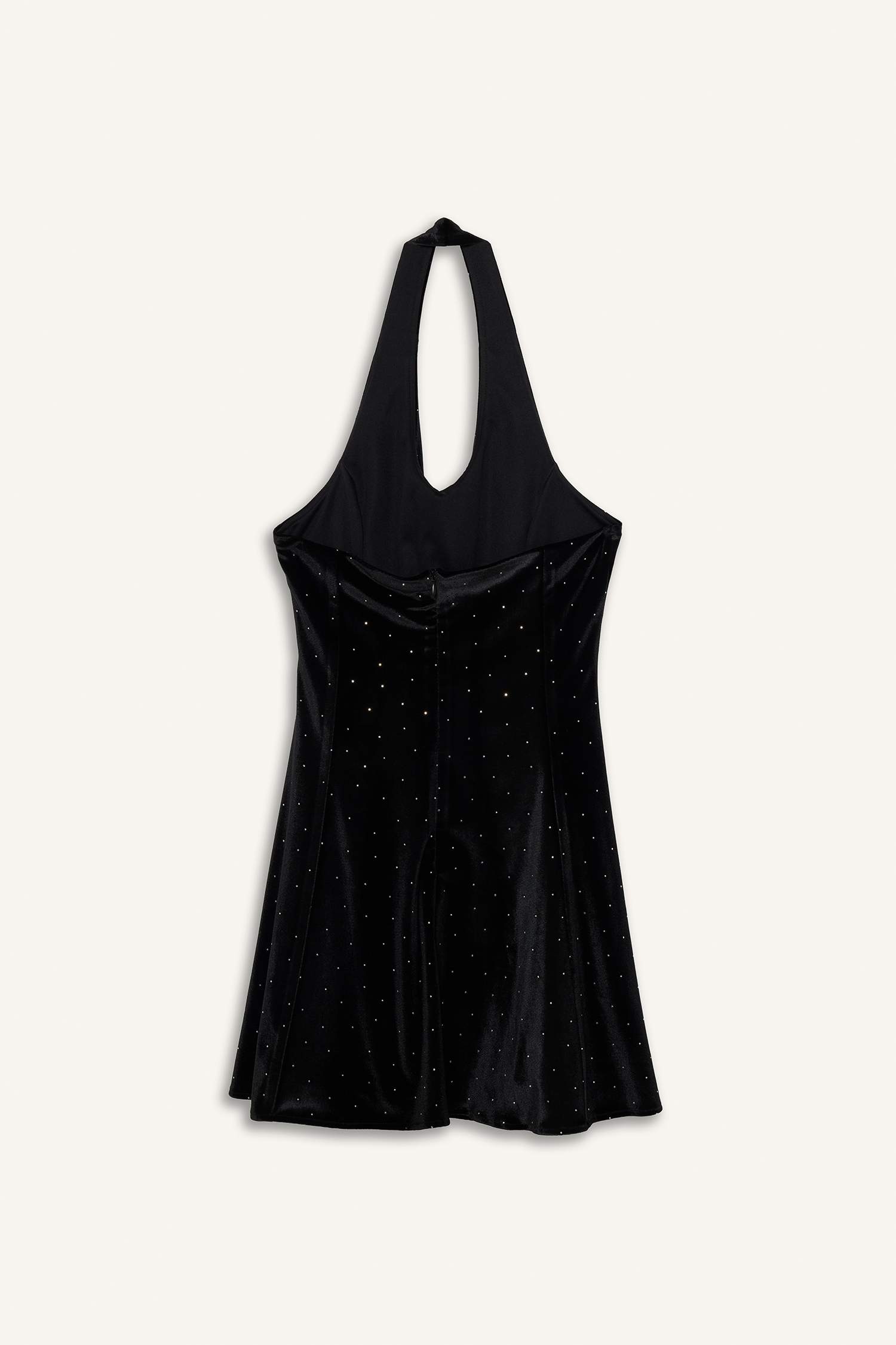 فستان قصير مخمل بياخة هالتر