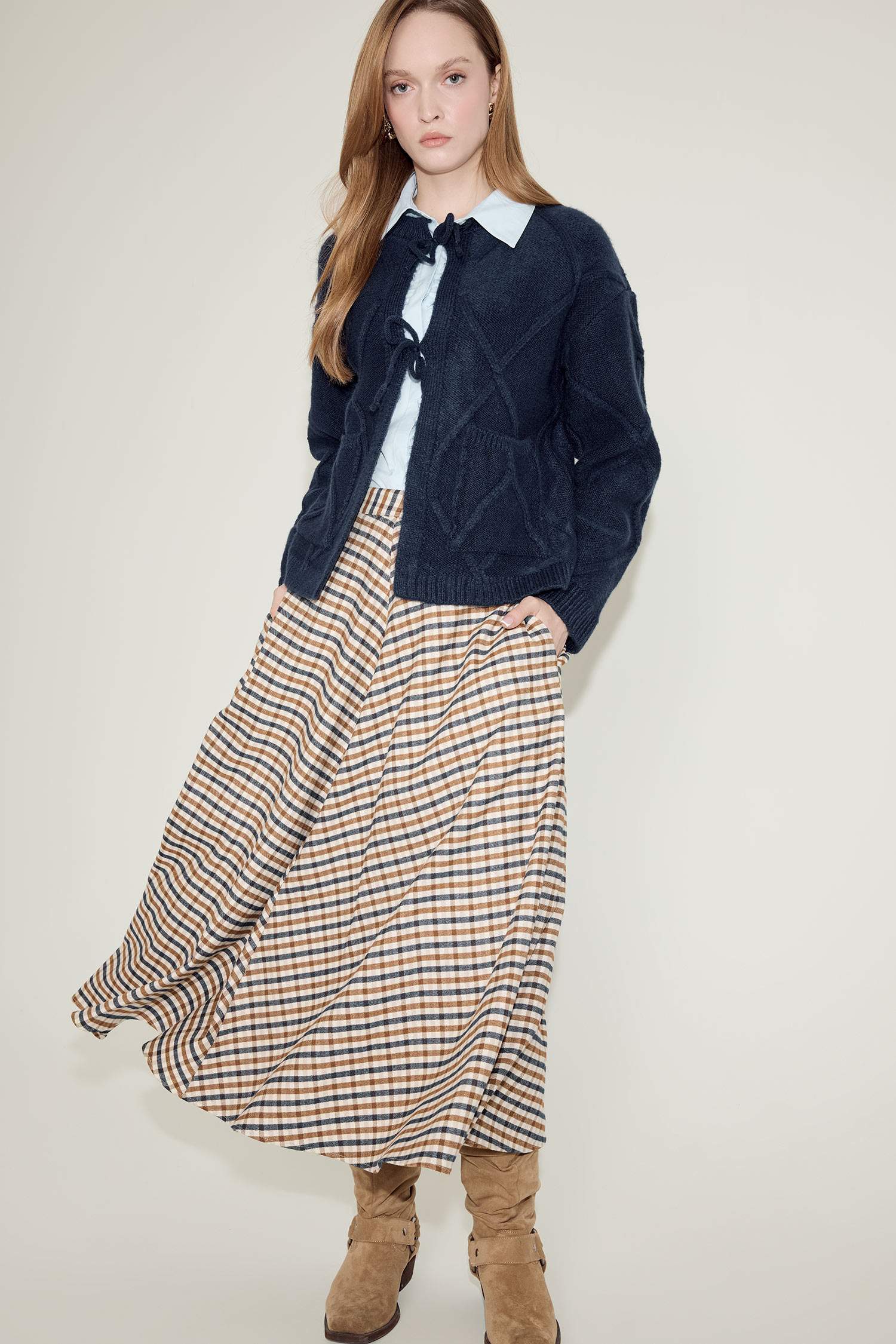 A Cut Plaid Maxi Skirt