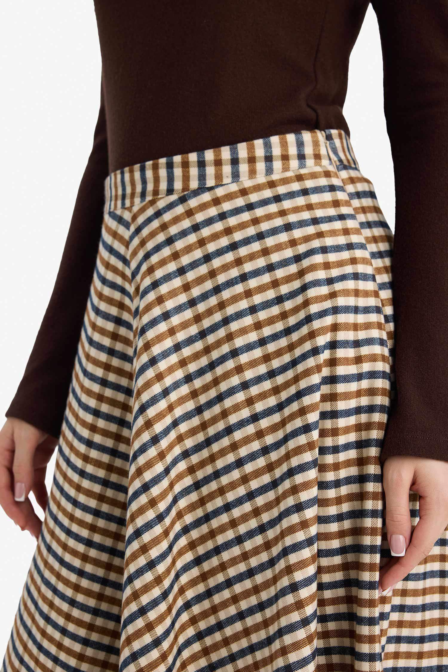 A Cut Plaid Maxi Skirt