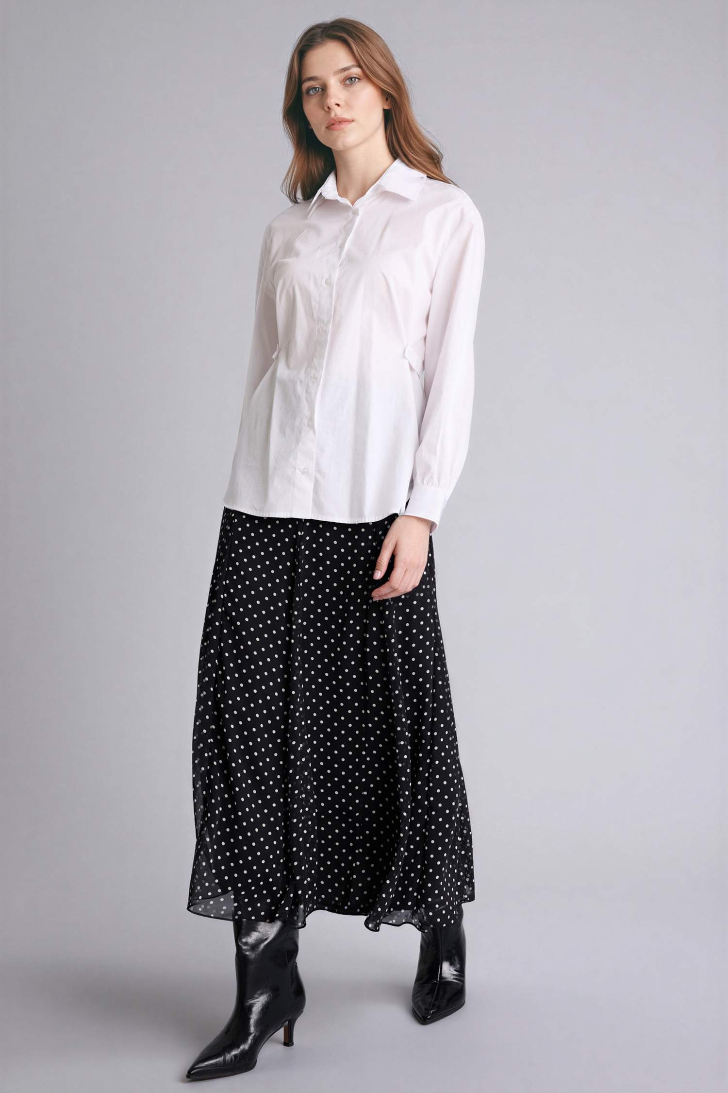 جيبة طويلة شيفون مطبوع