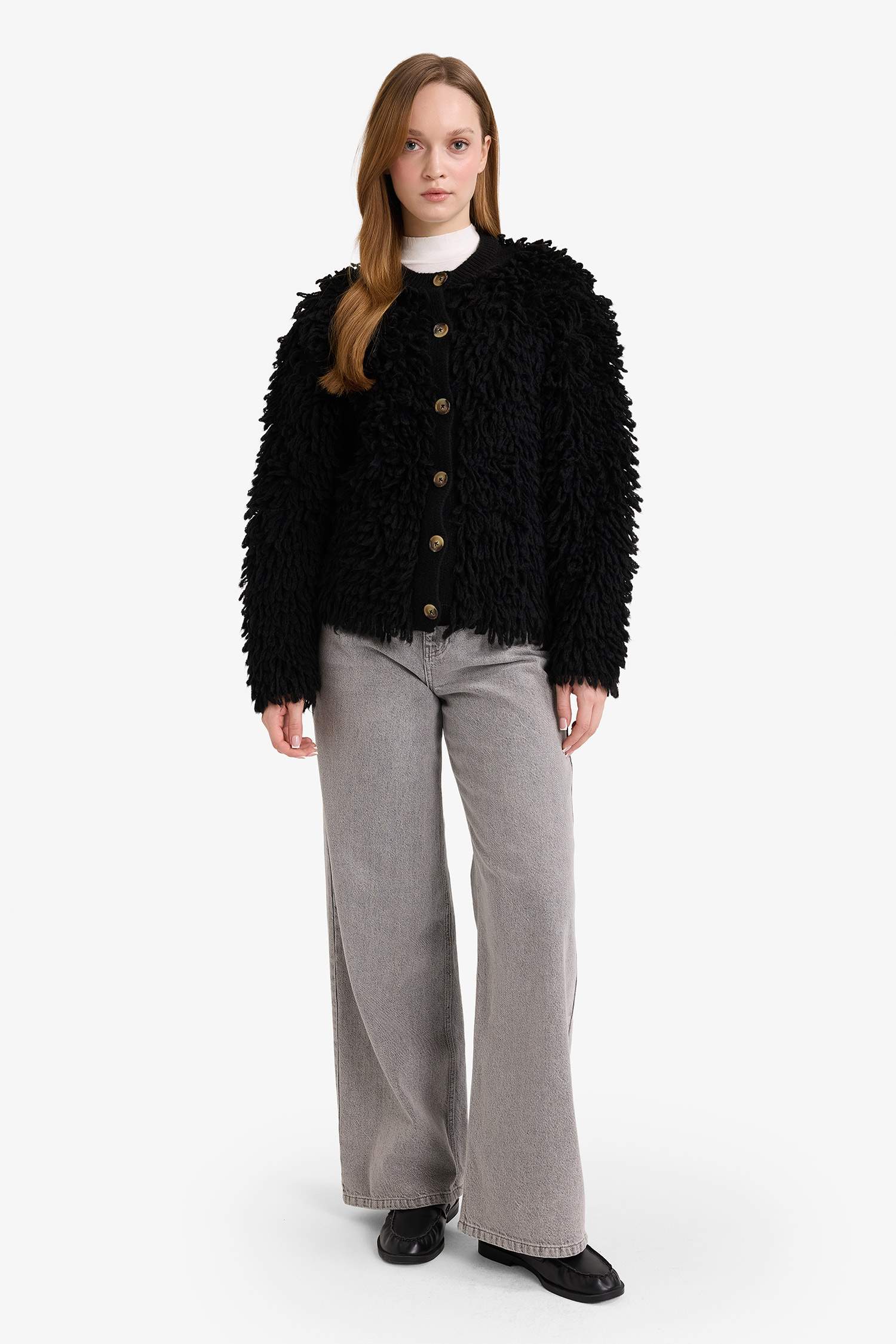 Oversize Geniş Kalıp Bisiklet Yaka Hırka