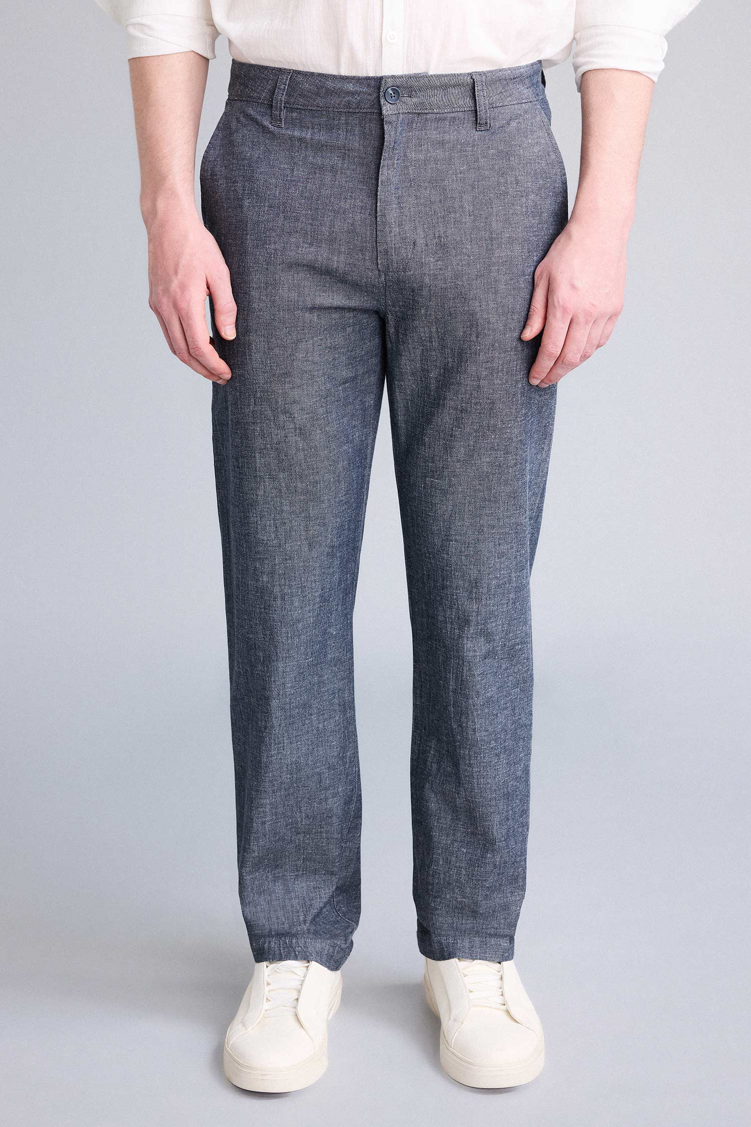DeFacto Keten Karışımlı Regular Fit Pantolon görsel 3