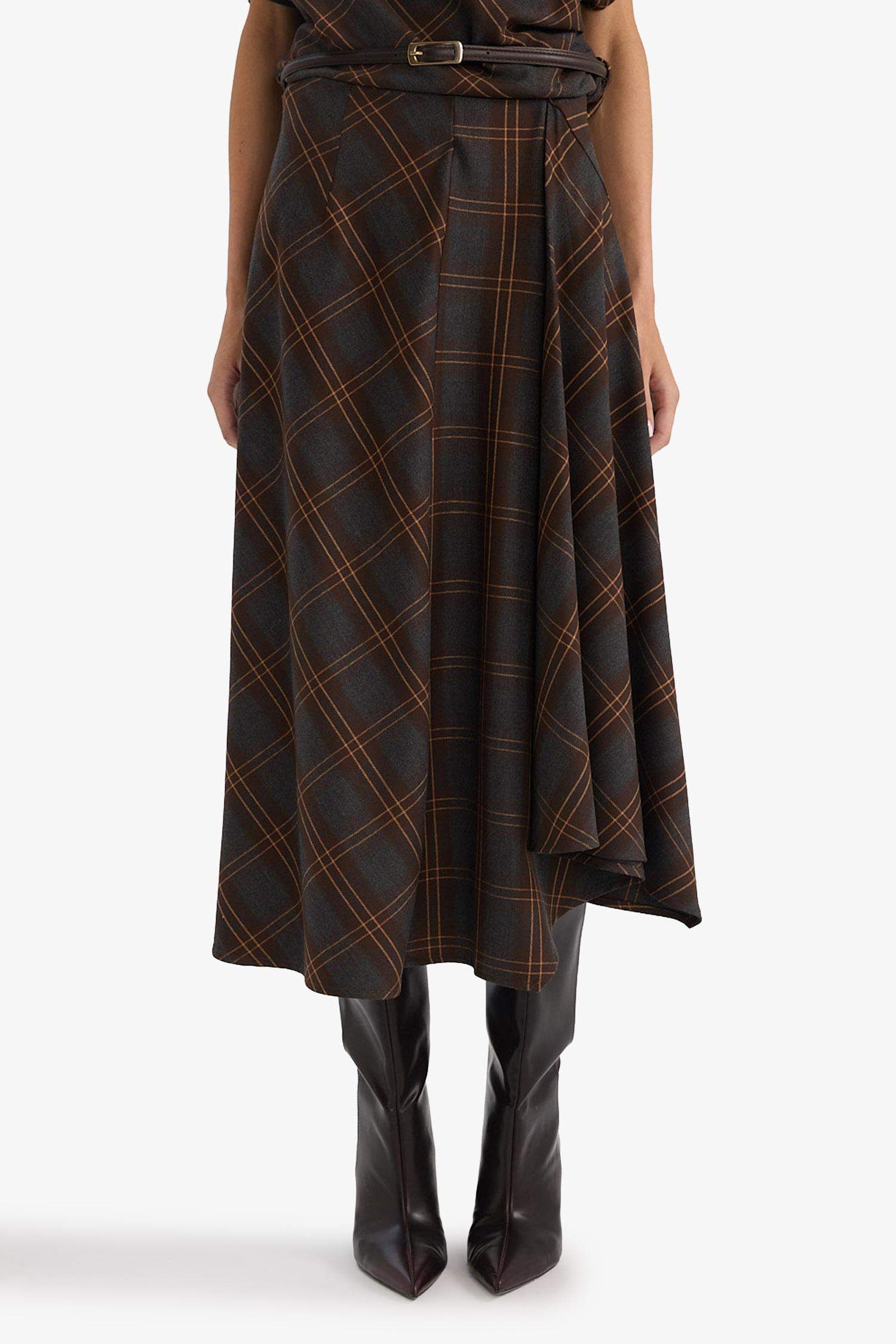 Pencil Regular Waist Checked Midi Skirt