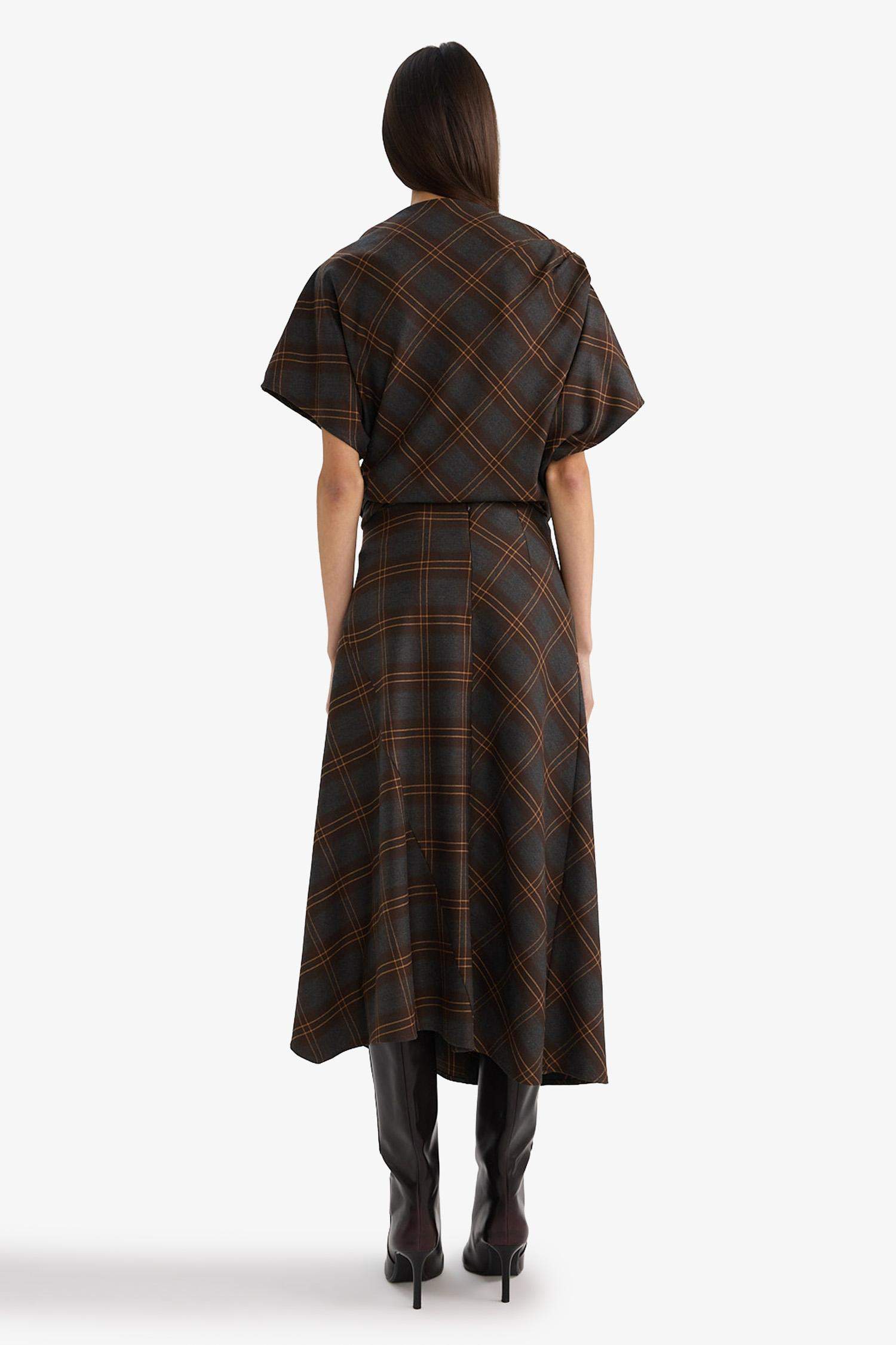 Pencil Regular Waist Checked Midi Skirt