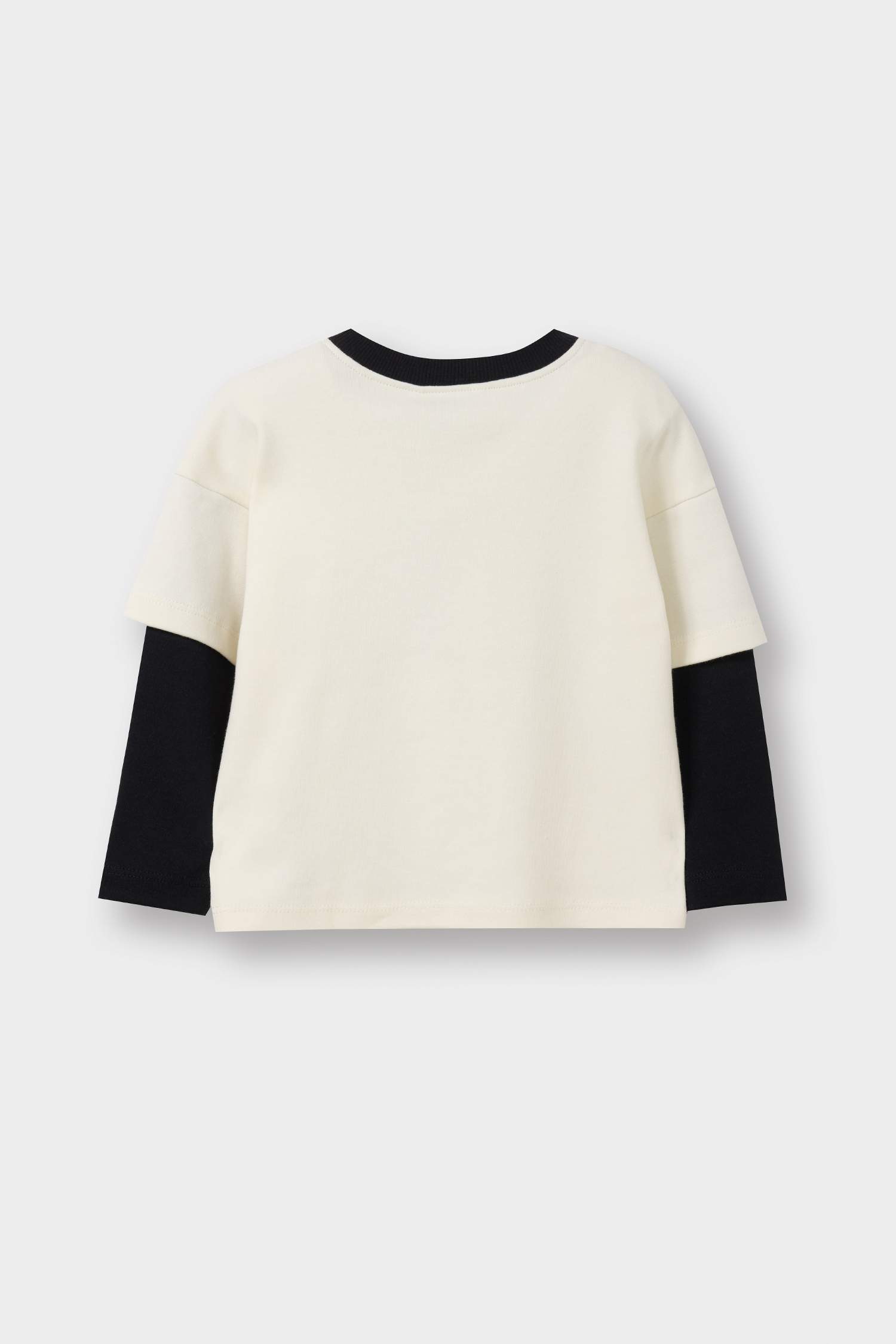 Erkek Bebek Oversize Geniş Kalıp Bisiklet Yaka Baskılı Uzun Kollu Tişört