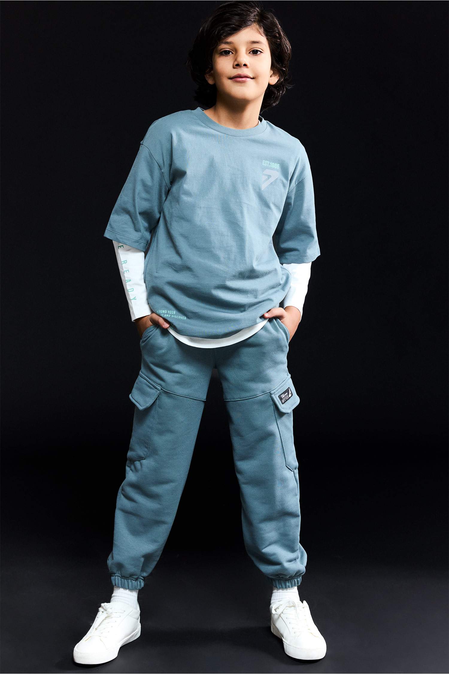 Boy Elastic Waist Cargo Jogger Sweatpants
