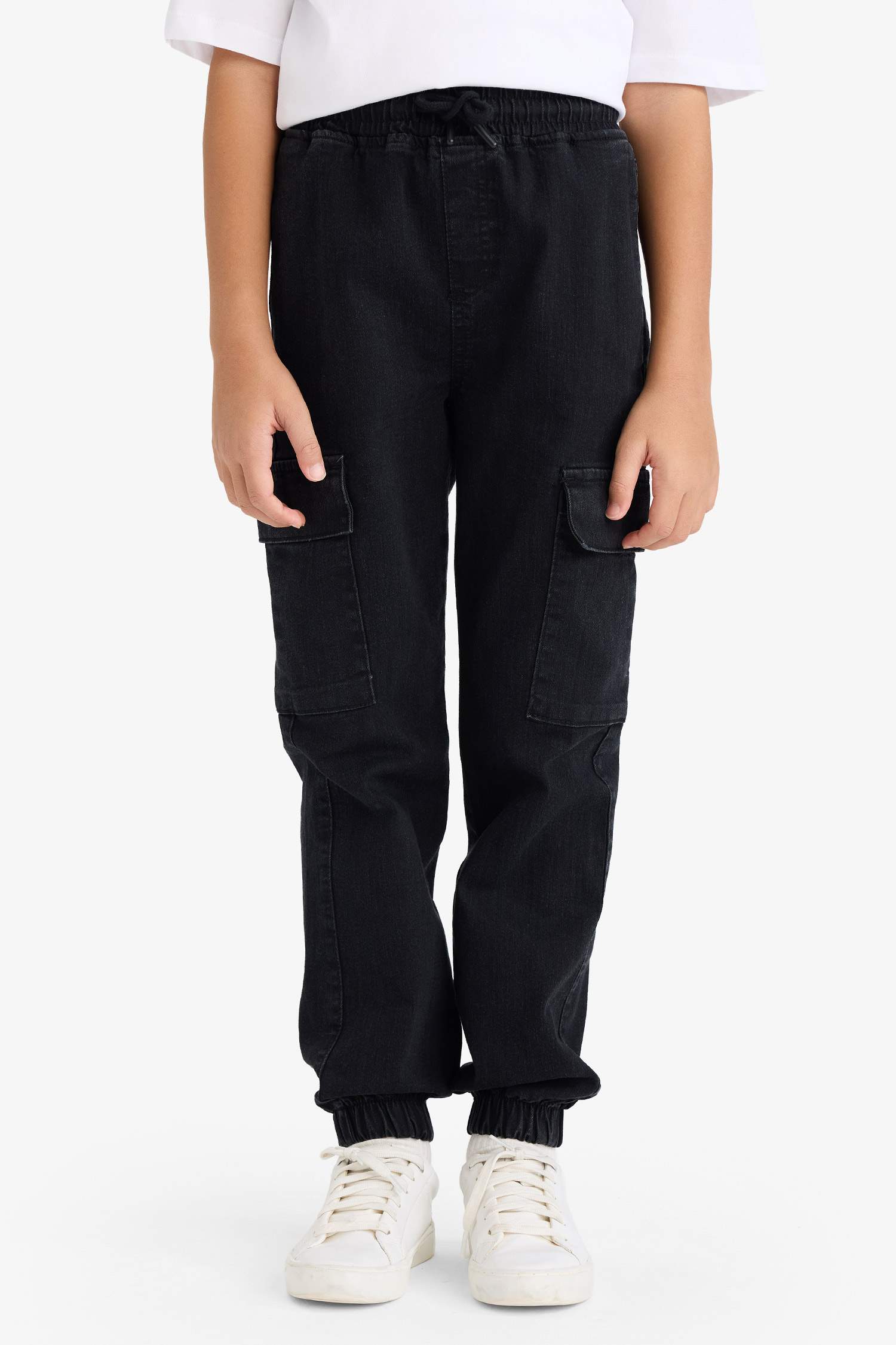 Erkek Çocuk Kargo Fit Beli Lastikli Jean Pantolon