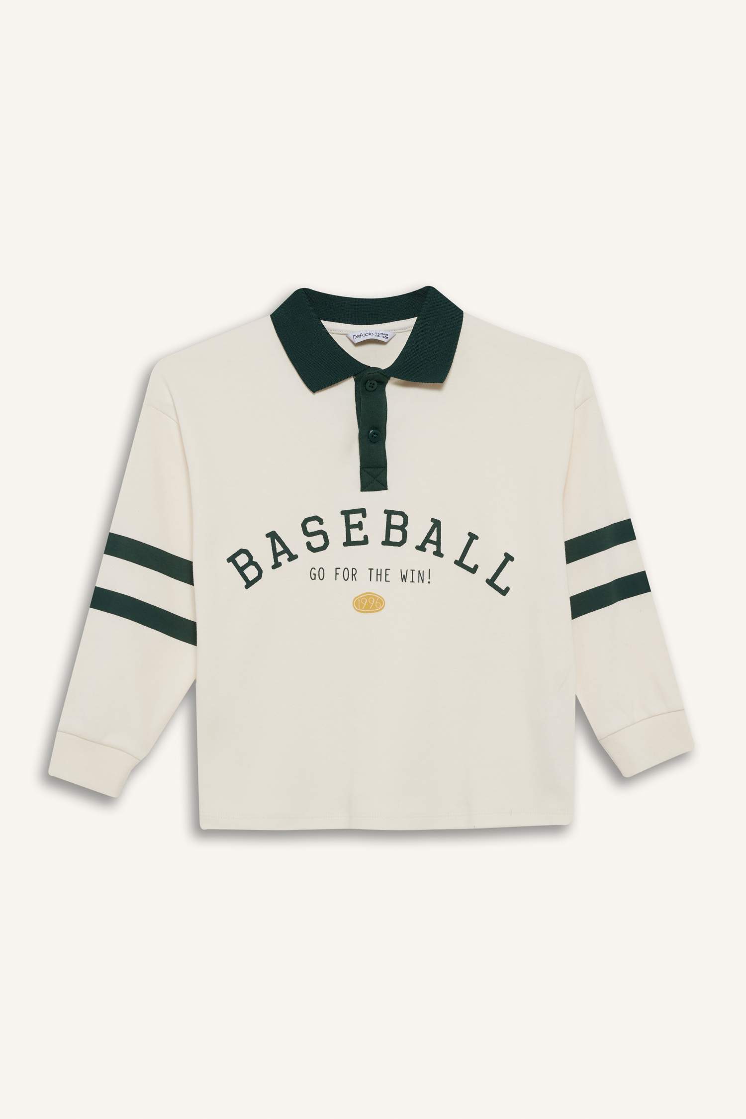 Erkek Çocuk Oversize Geniş Kalıp Polo Yaka Baskılı Uzun Kollu Tişört