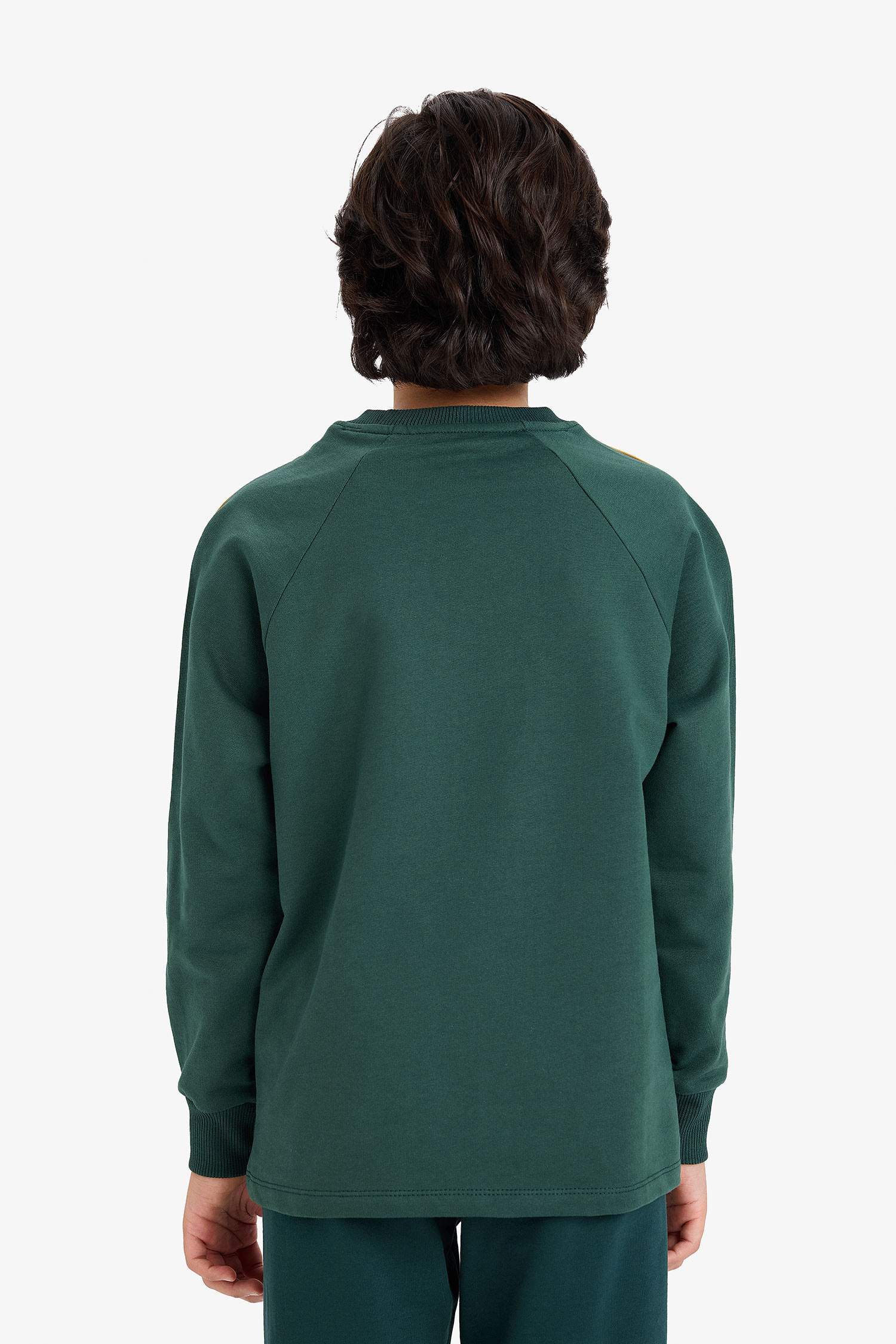 Erkek Çocuk Oversize Geniş Kalıp Bisiklet Yaka Baskılı Uzun Kollu Tişört