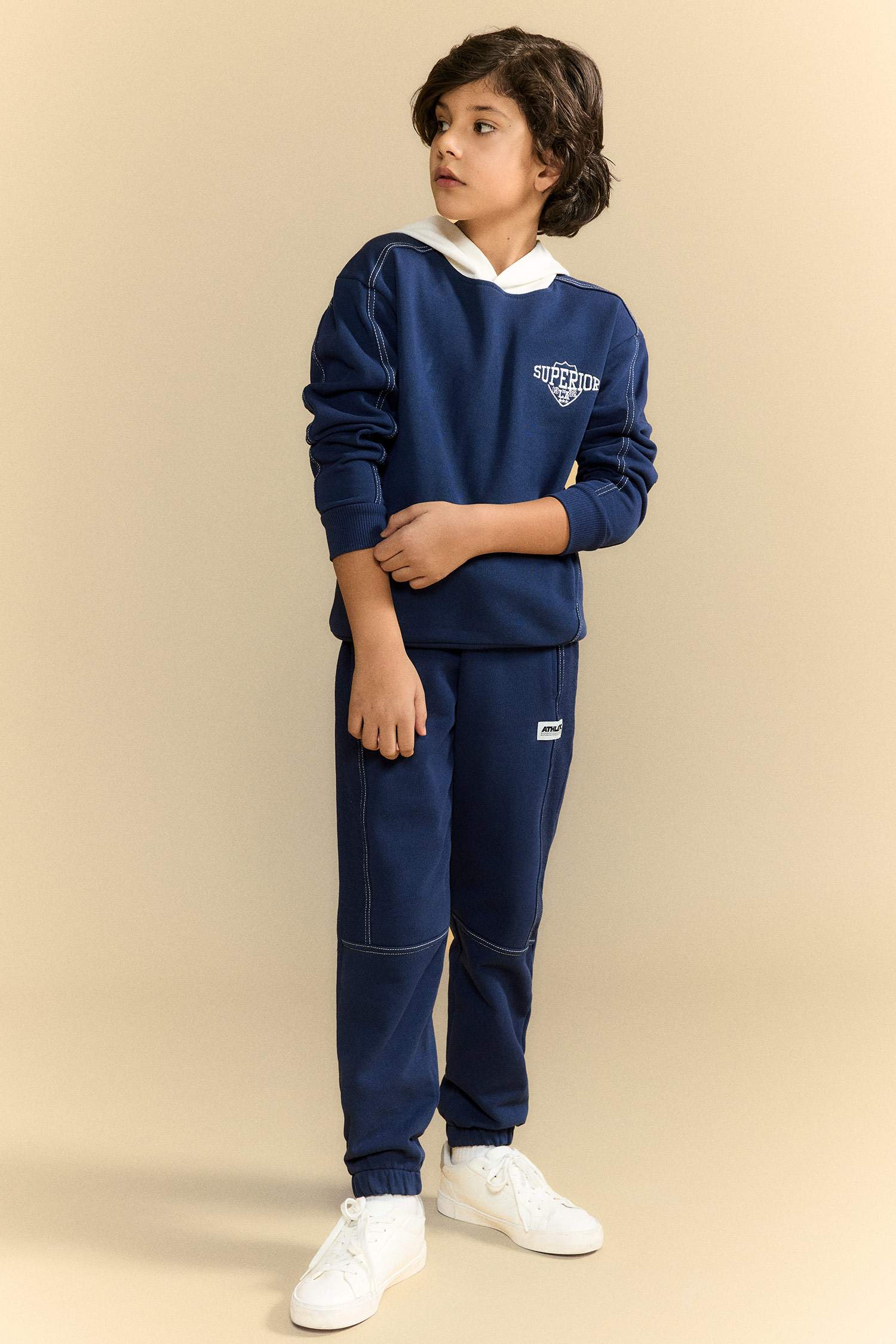 Boy Printed Hooded Sweatshirt Sweatpants 2 Piece Set