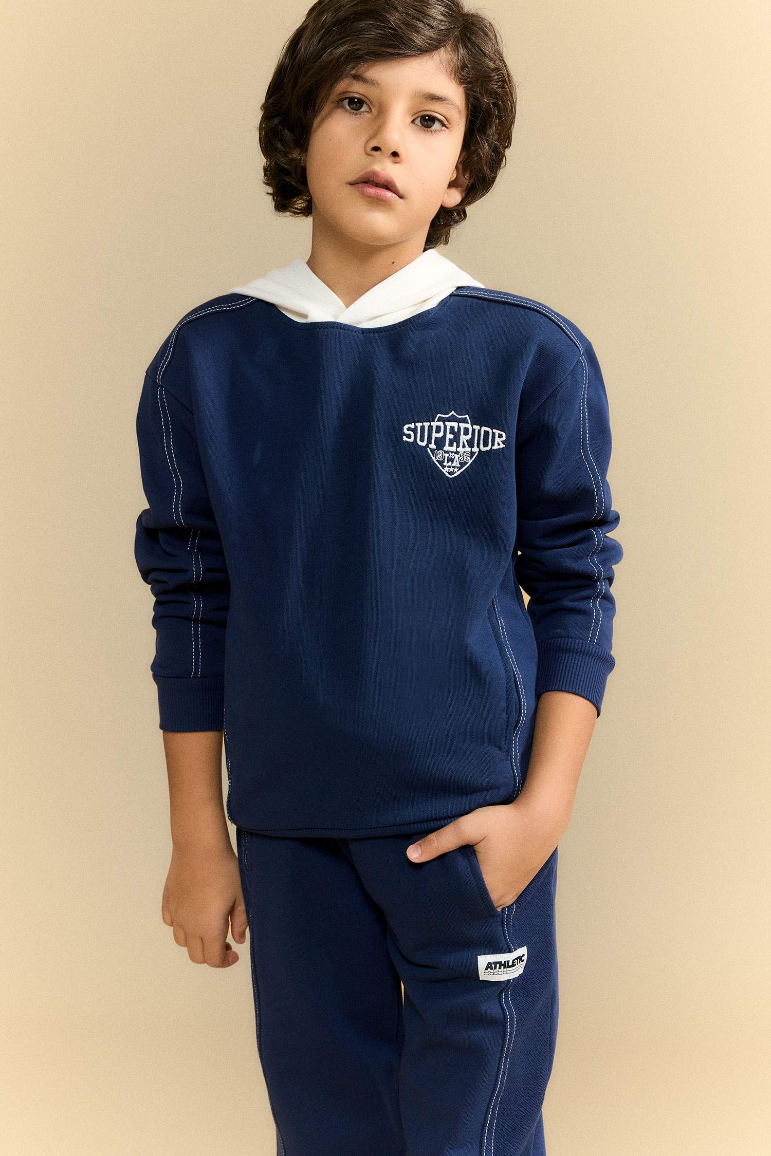 Boy Printed Hooded Sweatshirt Sweatpants 2 Piece Set
