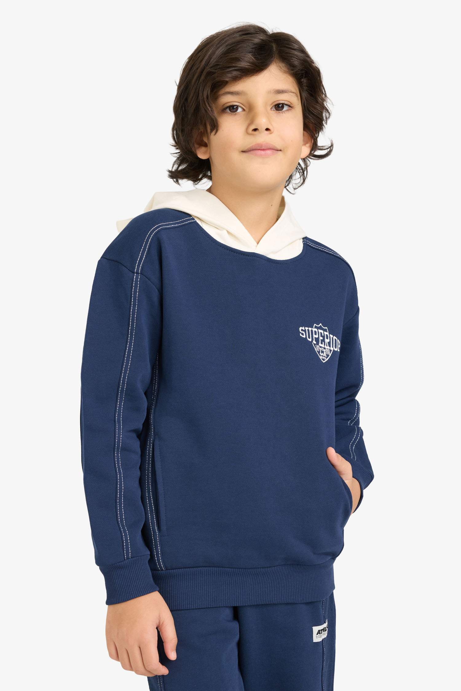Erkek Çocuk 2'li Takım Kapüşonlu Baskılı Sweatshirt Eşofman Altı