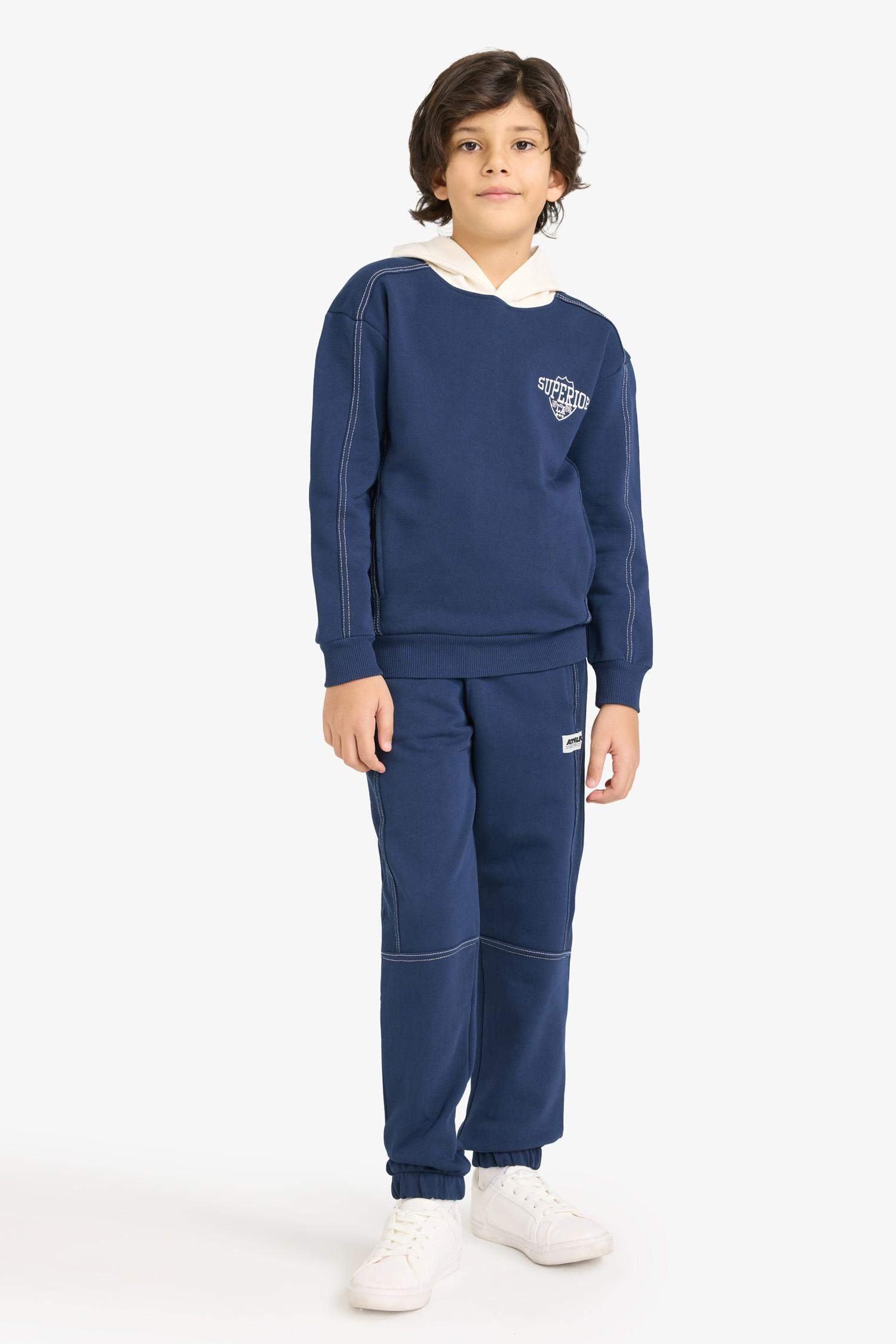Boy Printed Hooded Sweatshirt Sweatpants 2 Piece Set