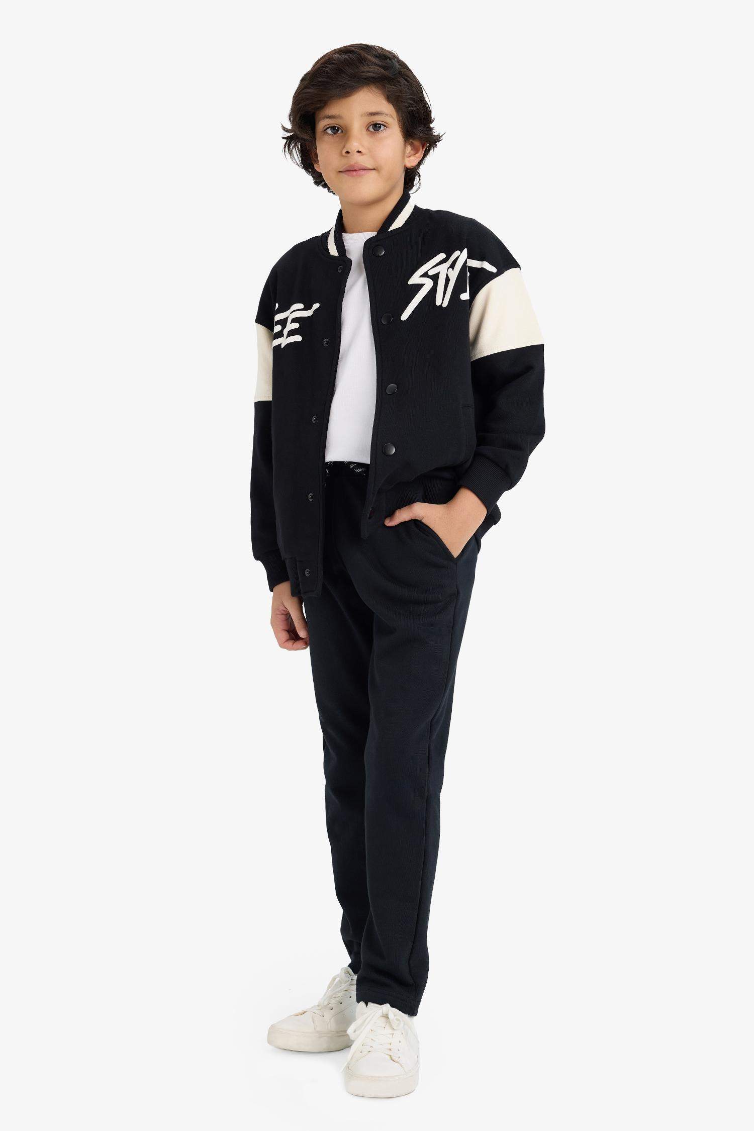 Erkek Çocuk Baskılı Kolej Yaka Bomber Hırka