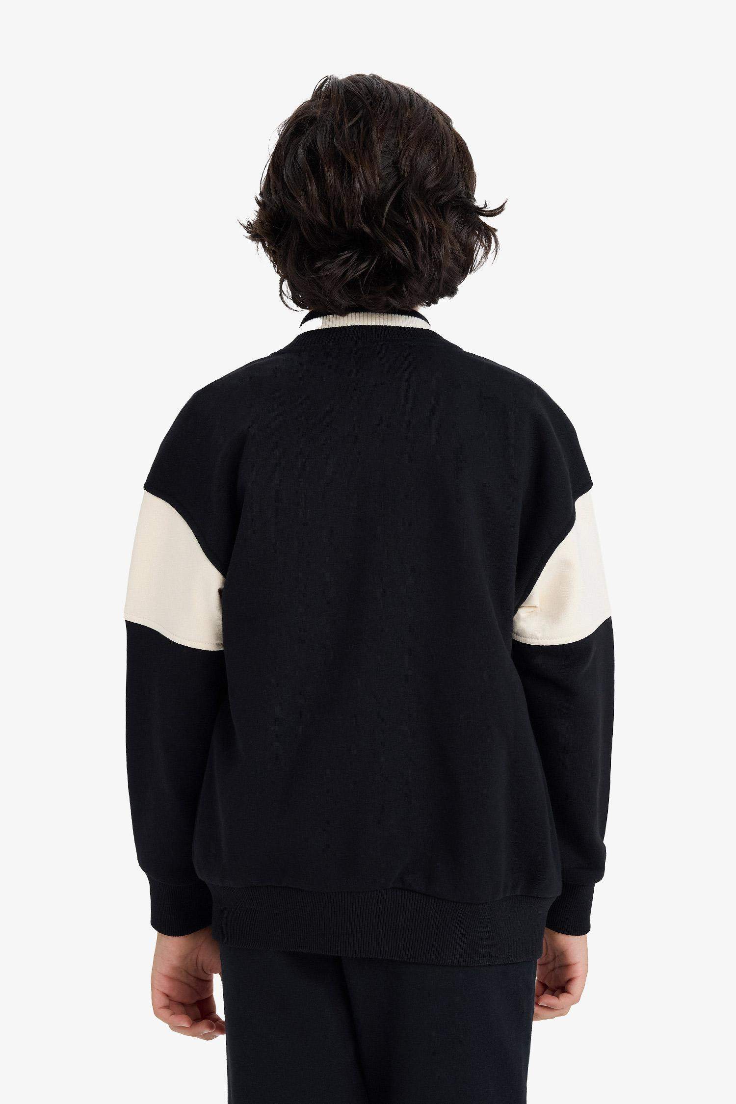 Erkek Çocuk Baskılı Kolej Yaka Bomber Hırka