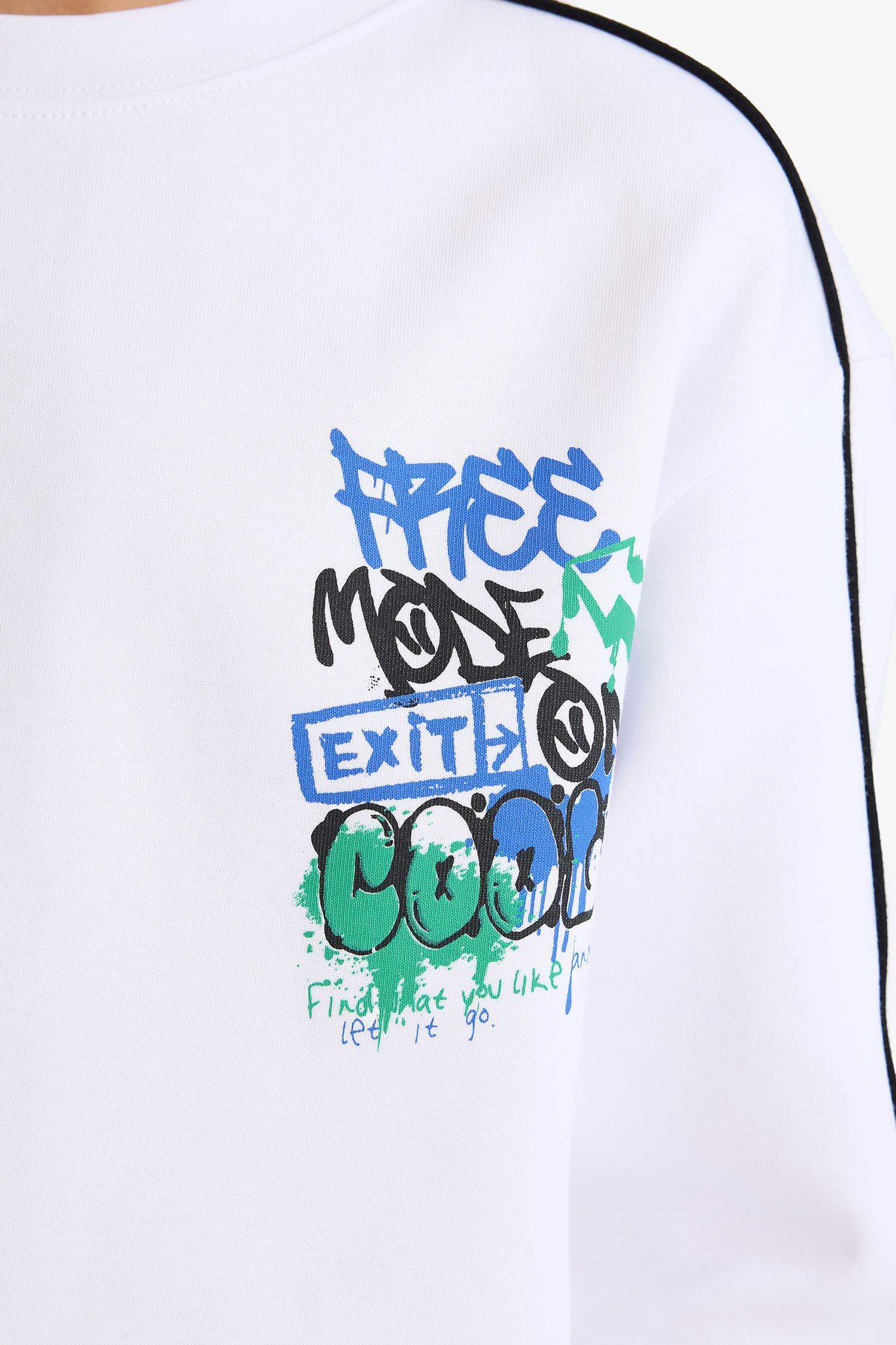 Oversize Fit Printed Long Sleeve T-Shirt