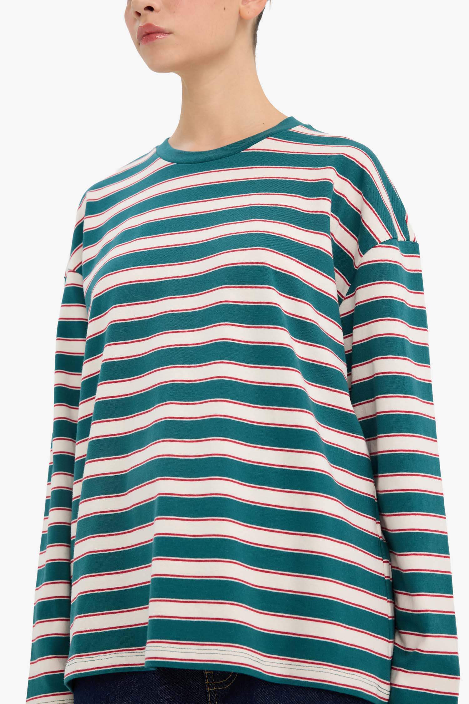 تيشيرت ردن طويل اوفر سايز وياخة مستديرة