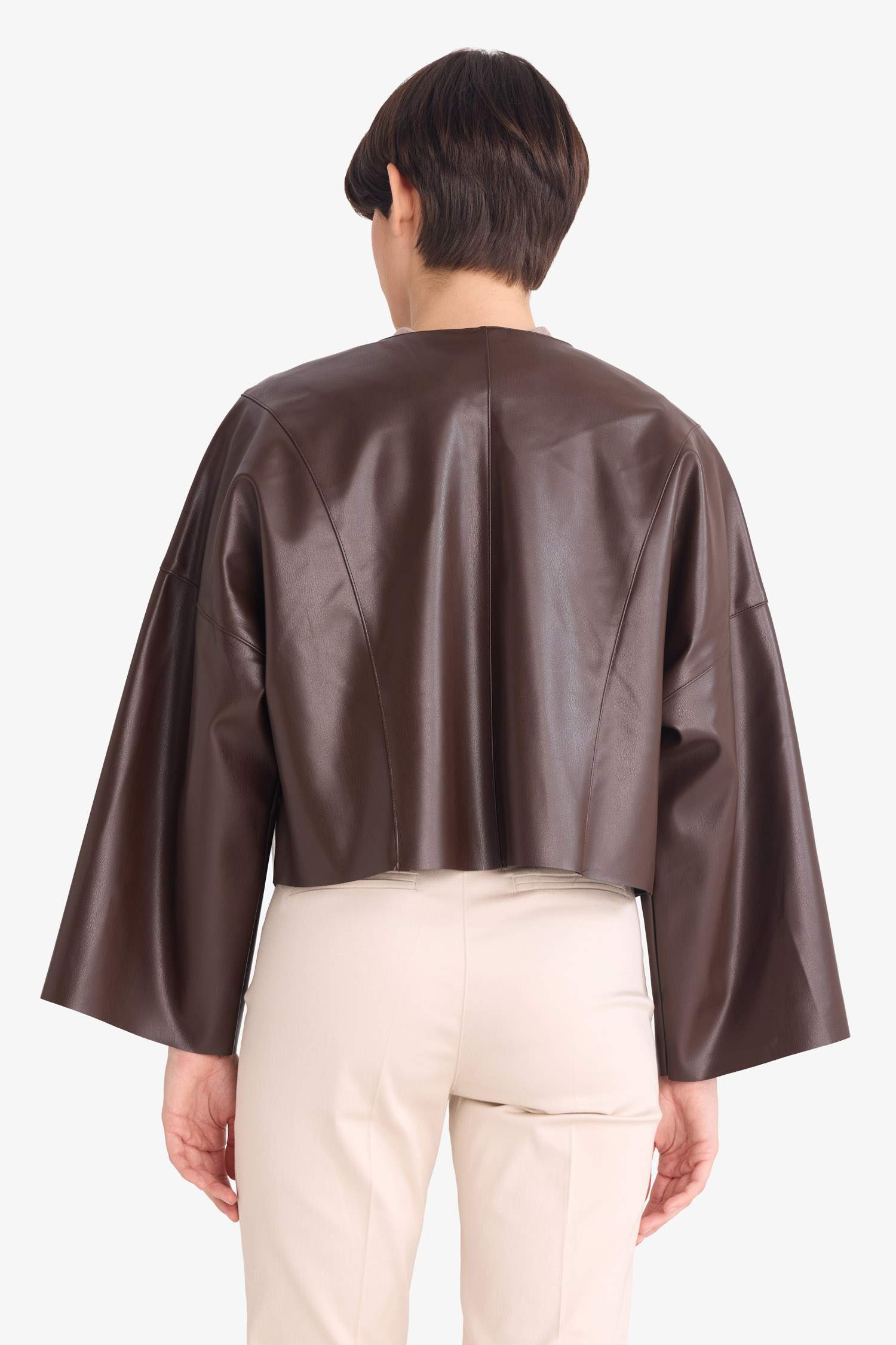 Önden Bağlamalı Suni Deri Ceket