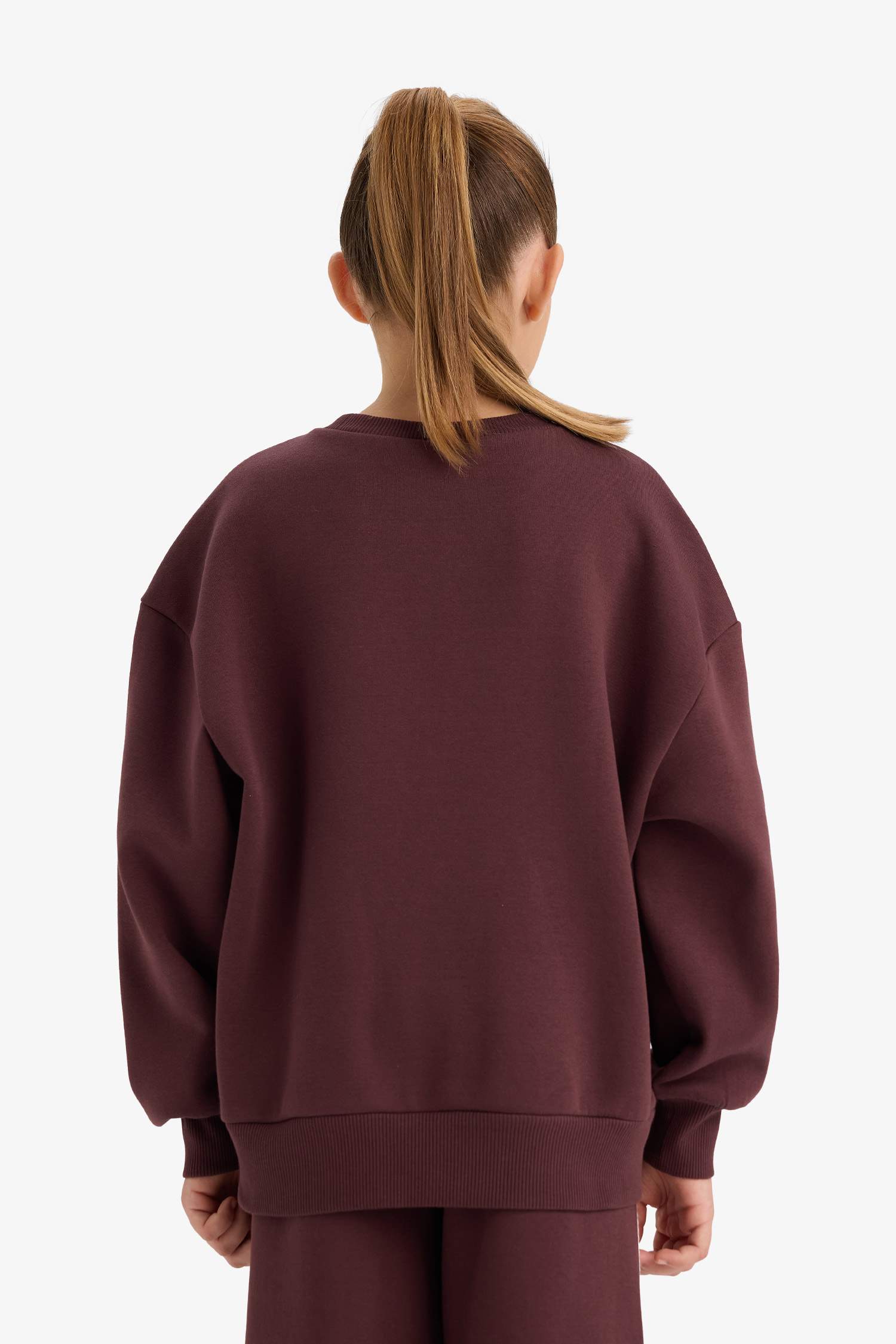 Kız Çocuk Overshirt Fit Taşlı İçi Yumuşak Tüylü Sweatshirt