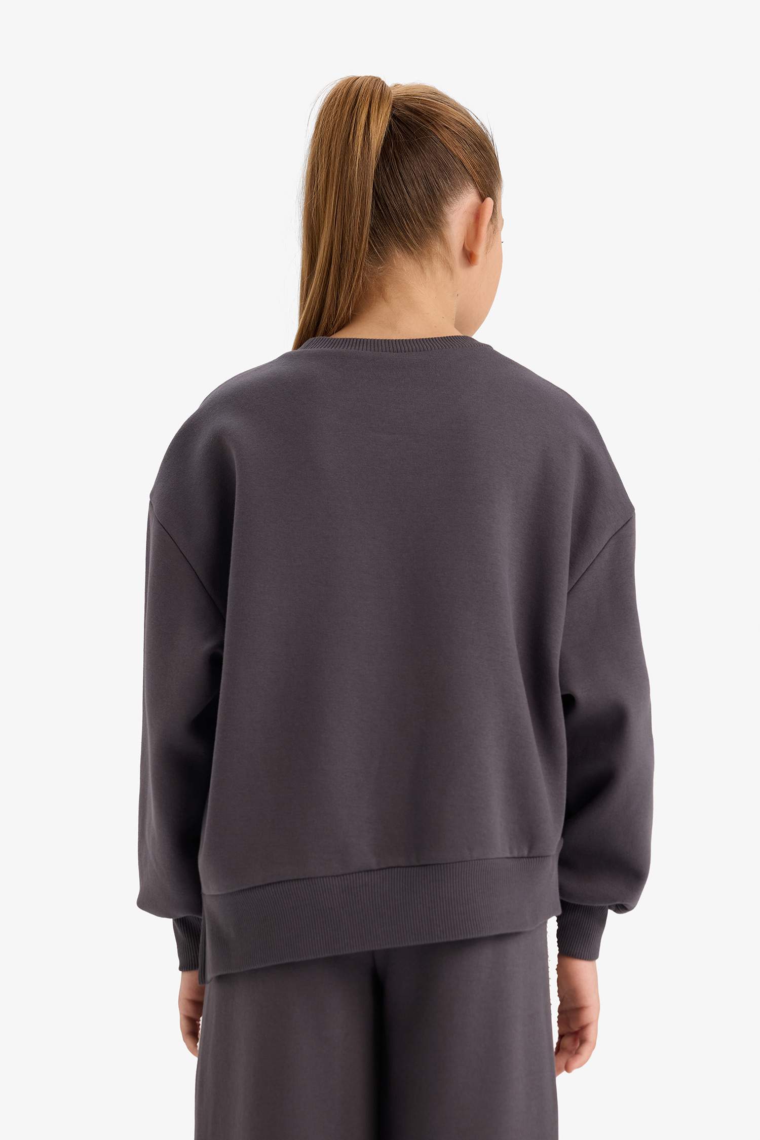 Kız Çocuk Overshirt Fit Baskılı İçi Yumuşak Tüylü Sweatshirt