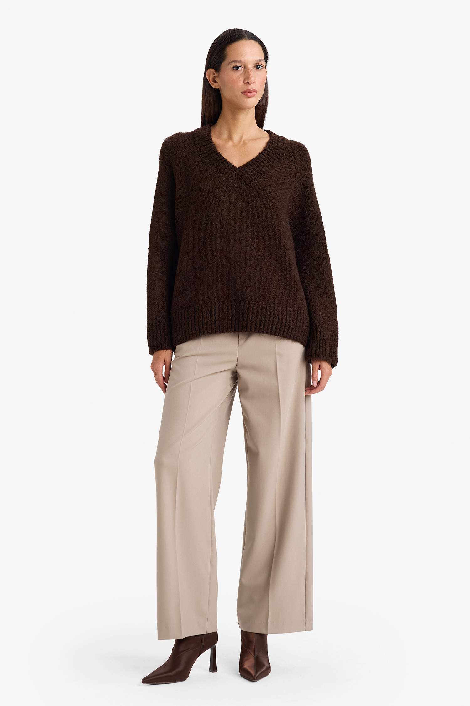 بلوز تريكو اوفر سايز بياخة V