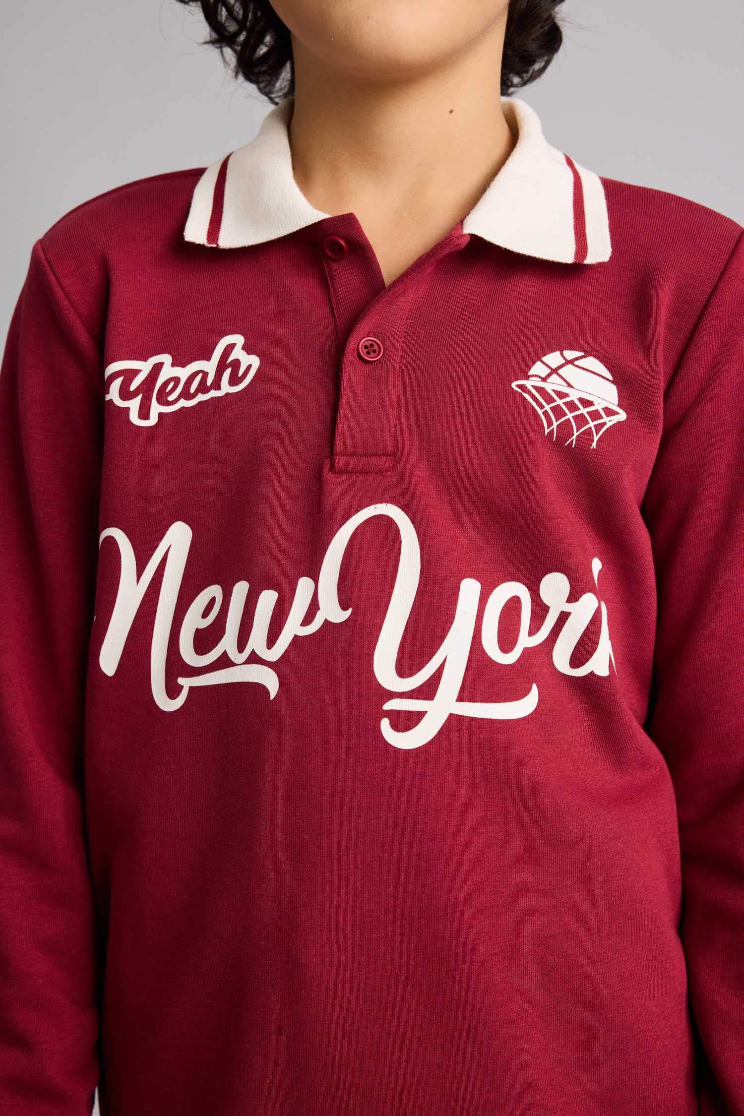 تيشيرت بولو كم طويل مطبوع قصة عادية برقبة بولو