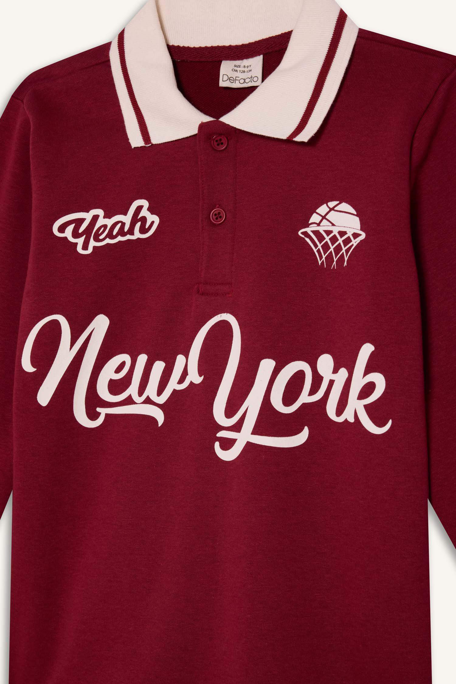 تيشيرت بولو كم طويل مطبوع قصة عادية برقبة بولو