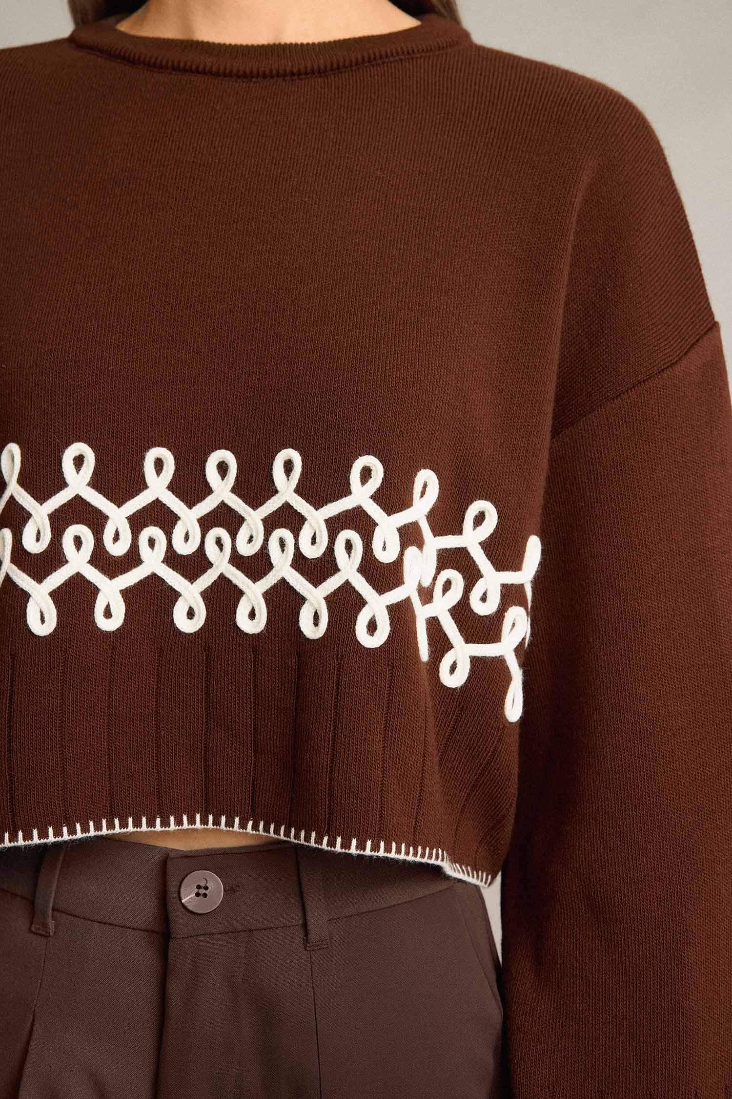 Crop Top Crew Neck Pullover