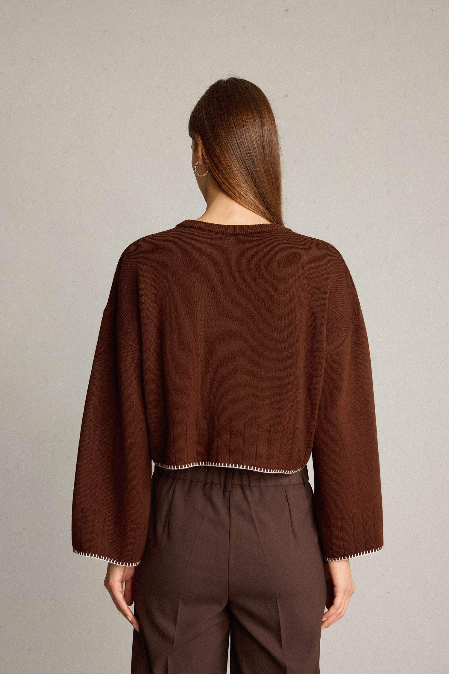 Crop Top Crew Neck Pullover