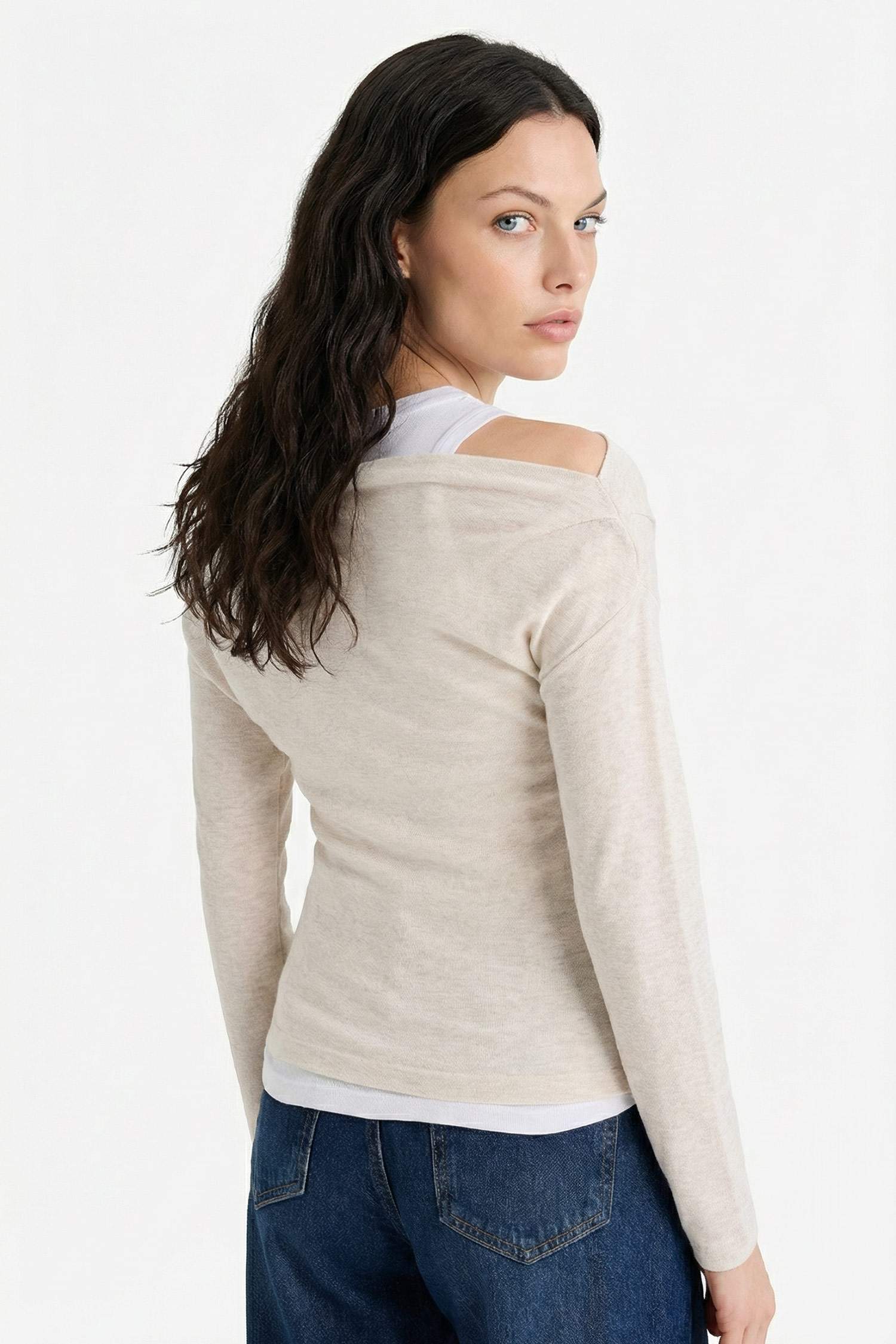 Slim Fit Çift Katmanlı Ribana Tişört 