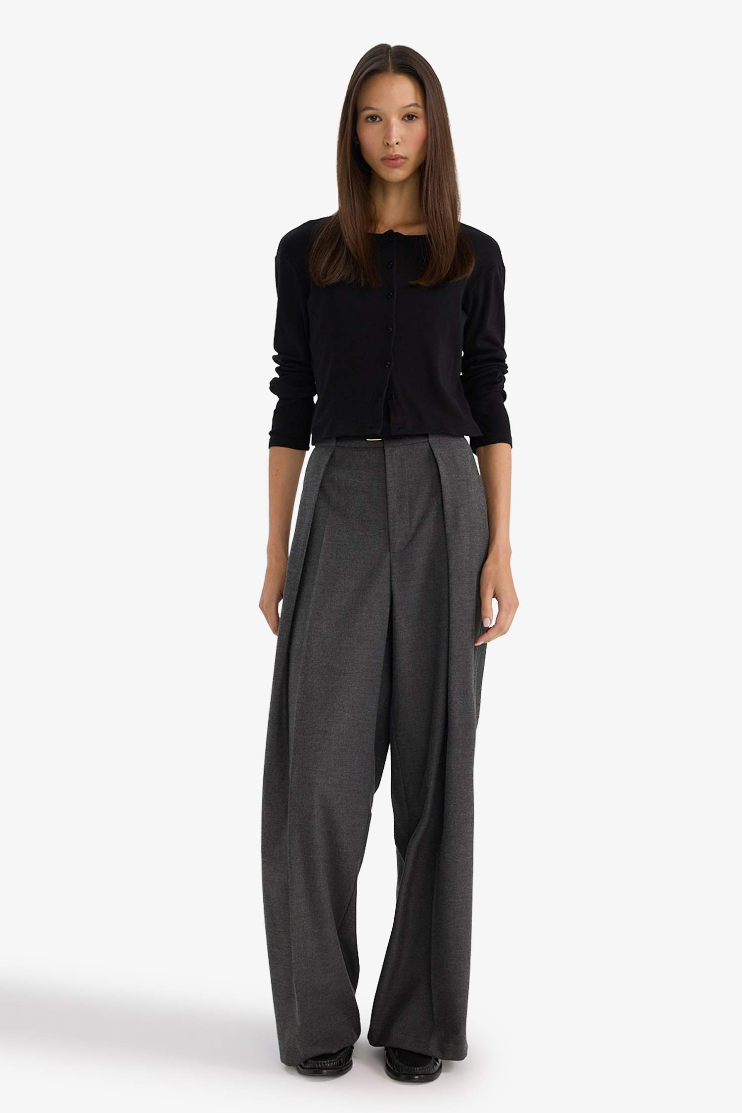 Slim Fit Dar Kesim Bisiklet Yaka Ribana Uzun Kollu Tişört