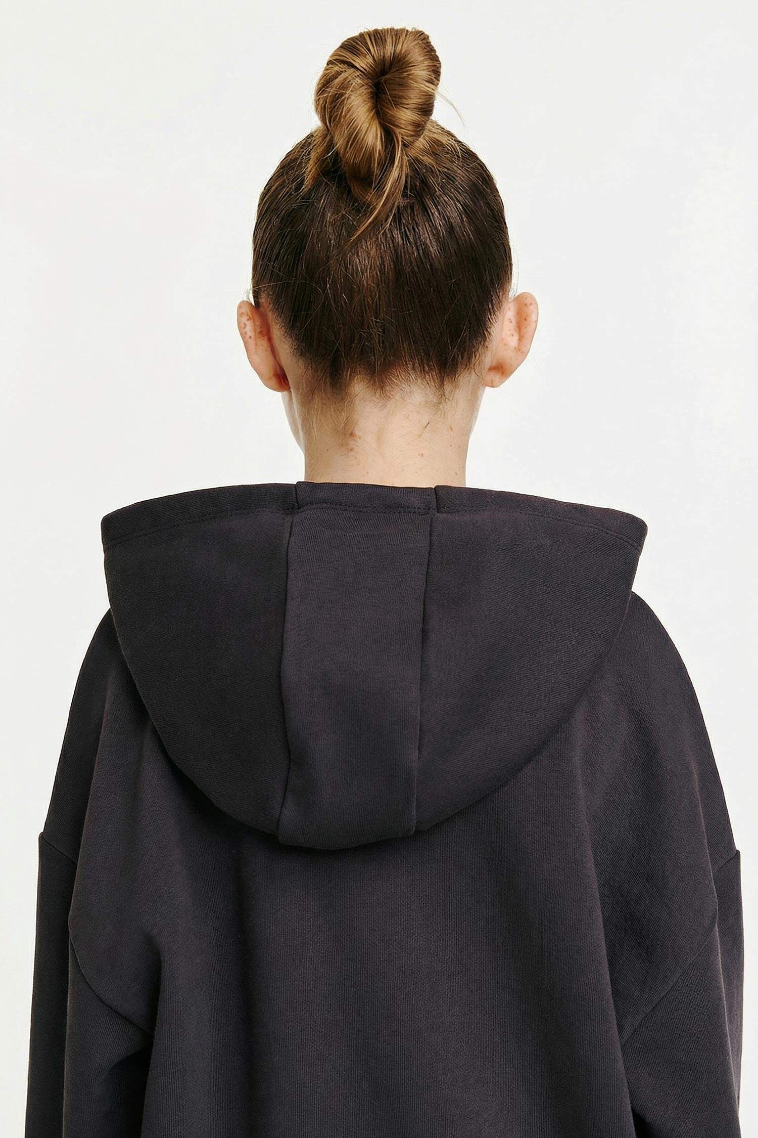 Kız Çocuk Disney Lilo & Stitch Oversize Geniş Kalıp Kapüşonlu İçi Yumuşak Tüylü Sweatshirt