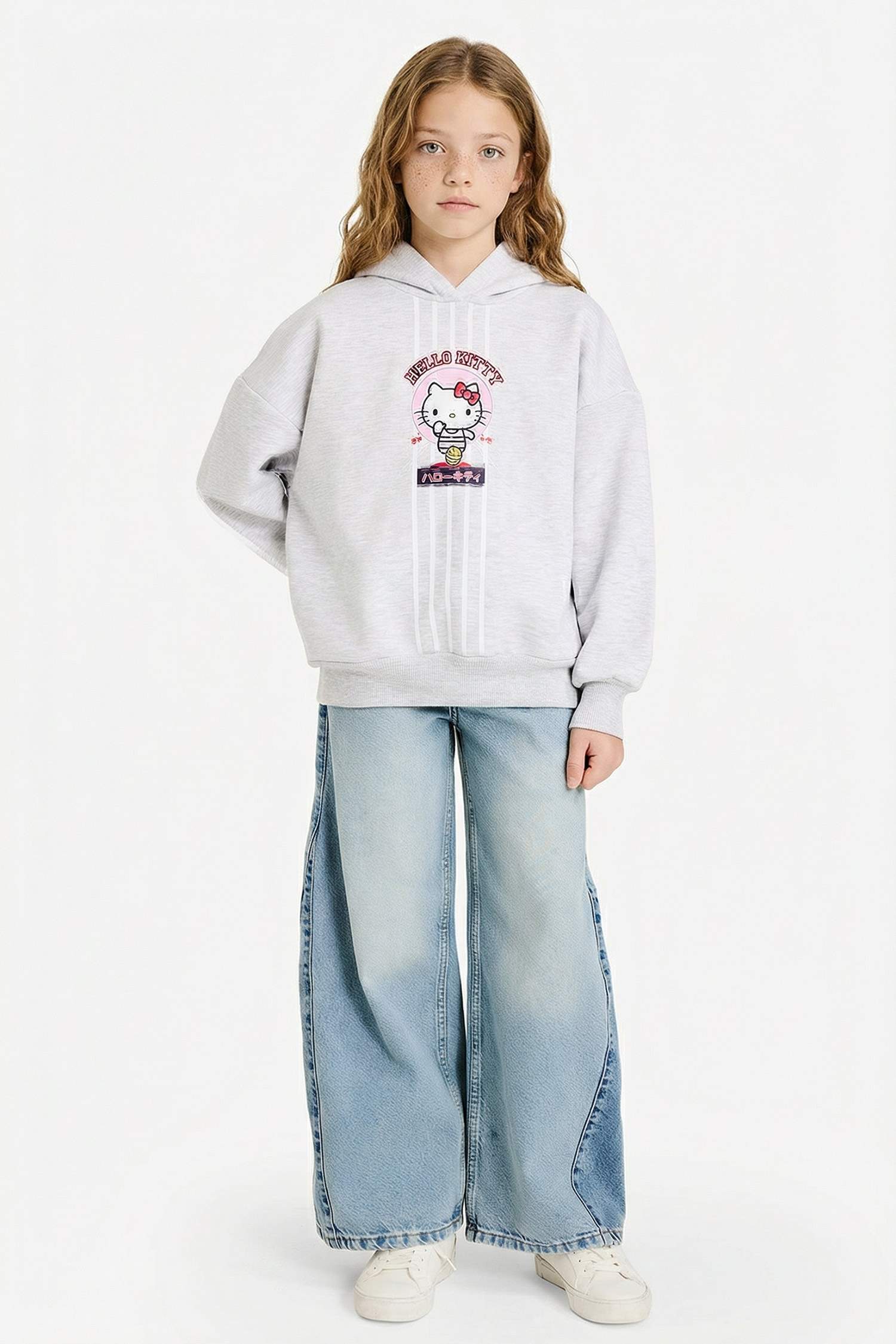Girl Hello Kitty Oversize Fit Hooded Soft Fleece Lining Sweatshirt