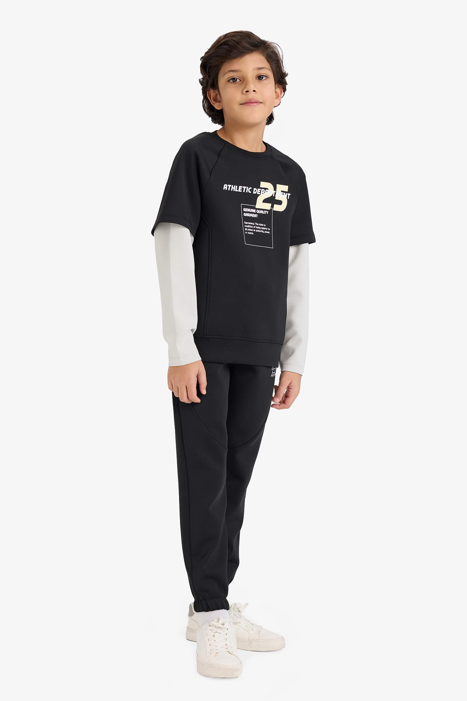 بنطرون بجامة رياضي بطبعة شعار قماش سكوبا قصة عادية