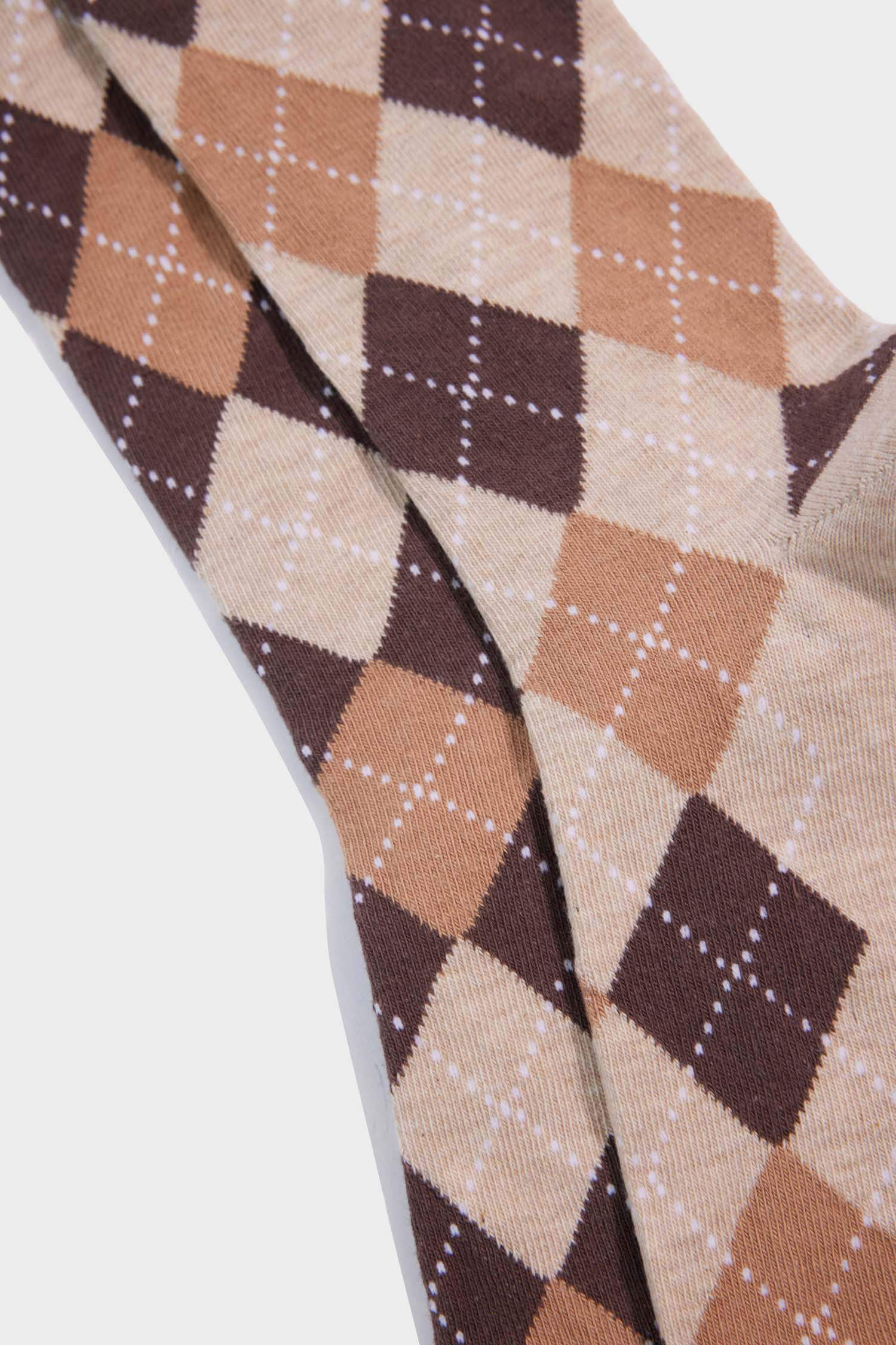 Kadın 2'li Baklava Desenli Pamuklu Diz Altı Çorap