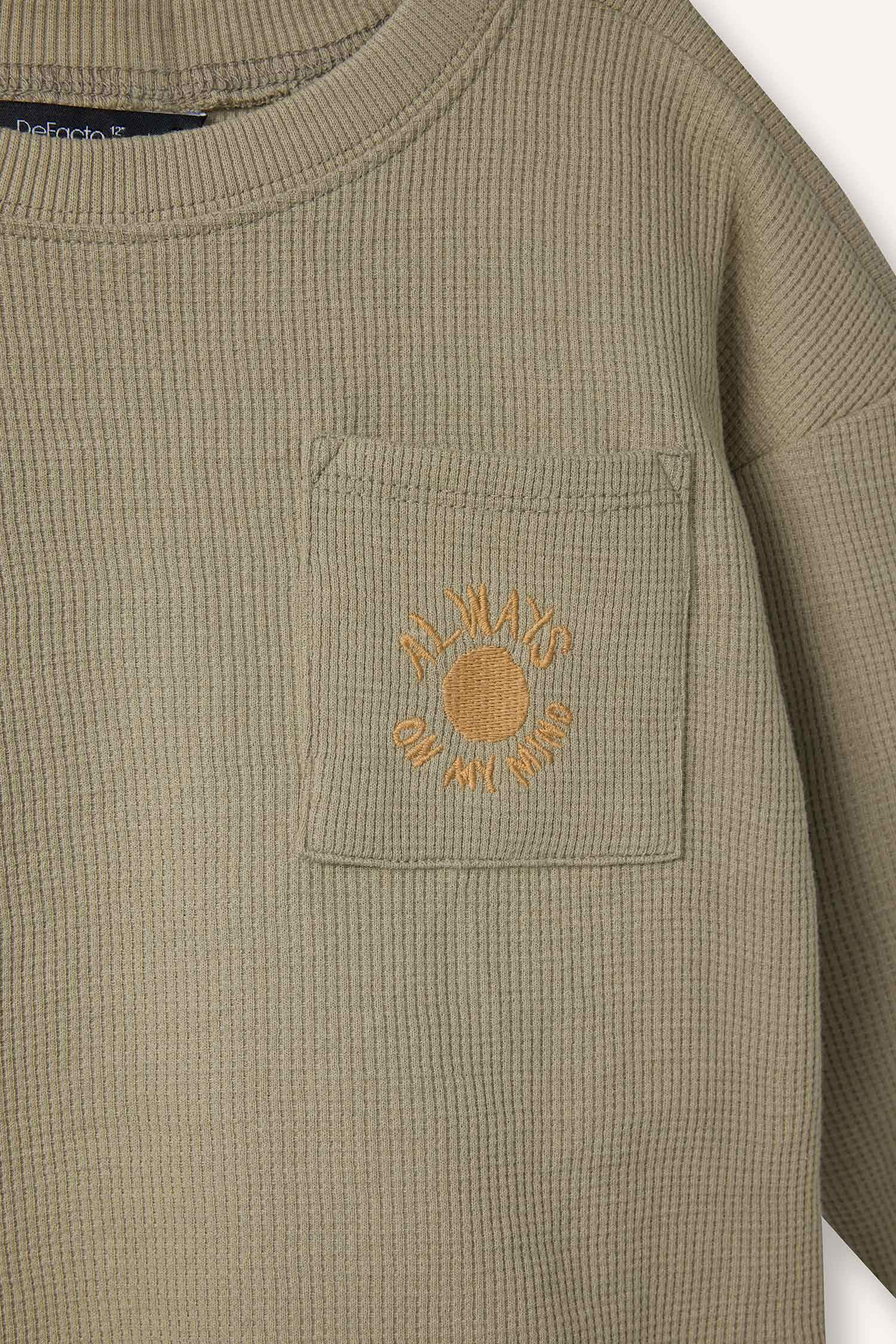 Erkek Bebek Baskılı Waffle Sweatshirt