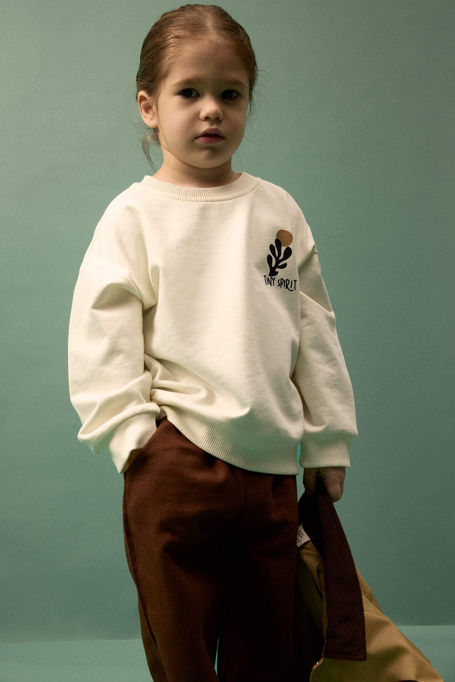 Slogan Baskılı Sweatshirt Kumaşı 2'li Takım Erkek Bebek