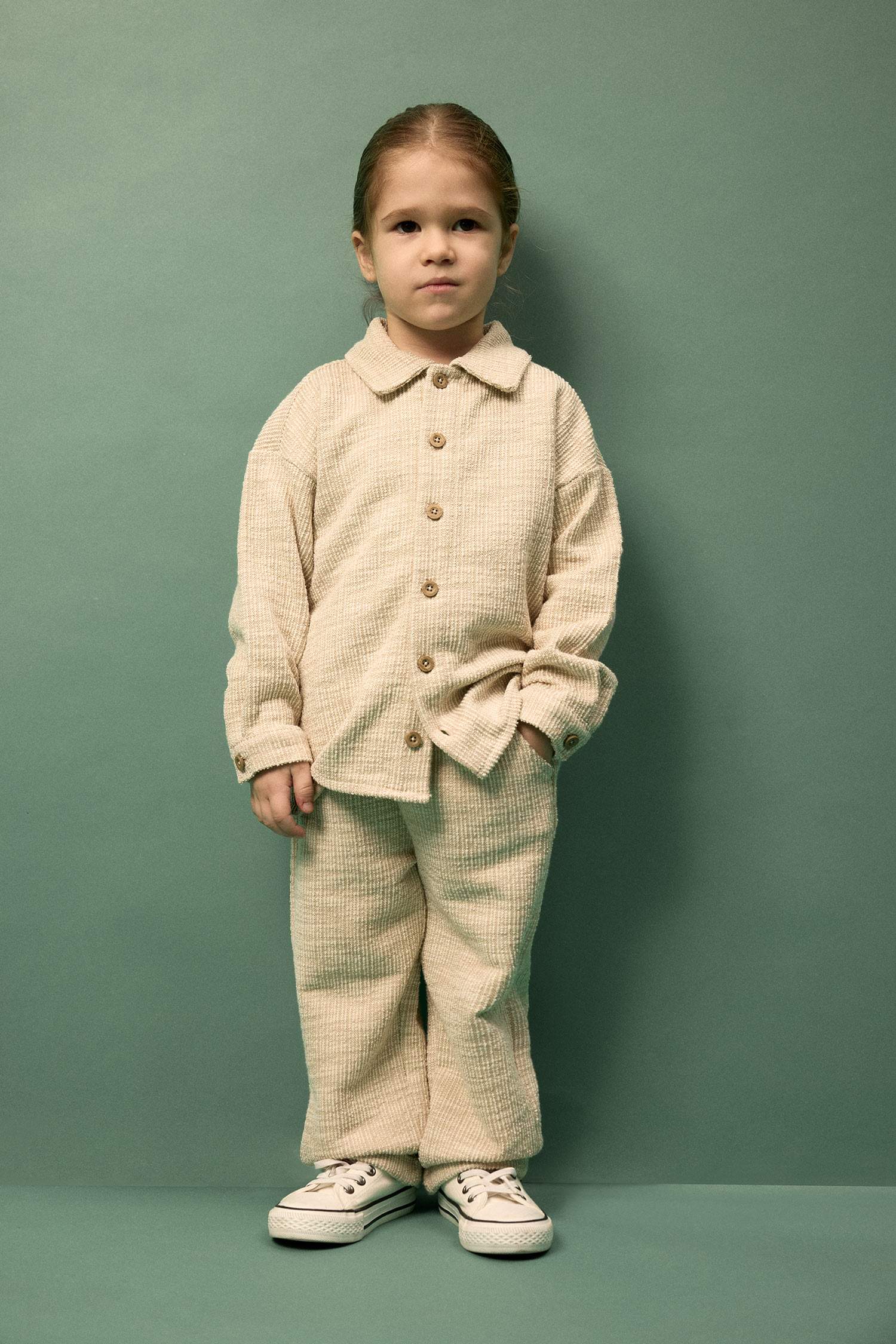 2'li Takım Dokulu Kumaş Gömlek Pantolon Erkek Bebek